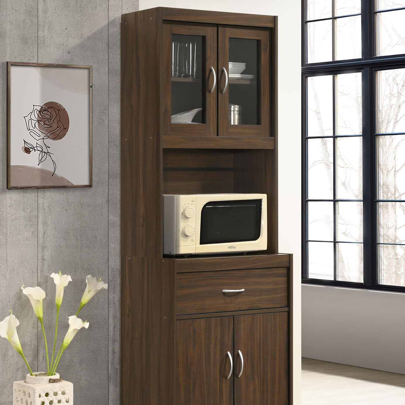 DeckUp Zeus Engineered Wood Kitchen Cabinet and Storage Unit (Walnut, Matte Finish)