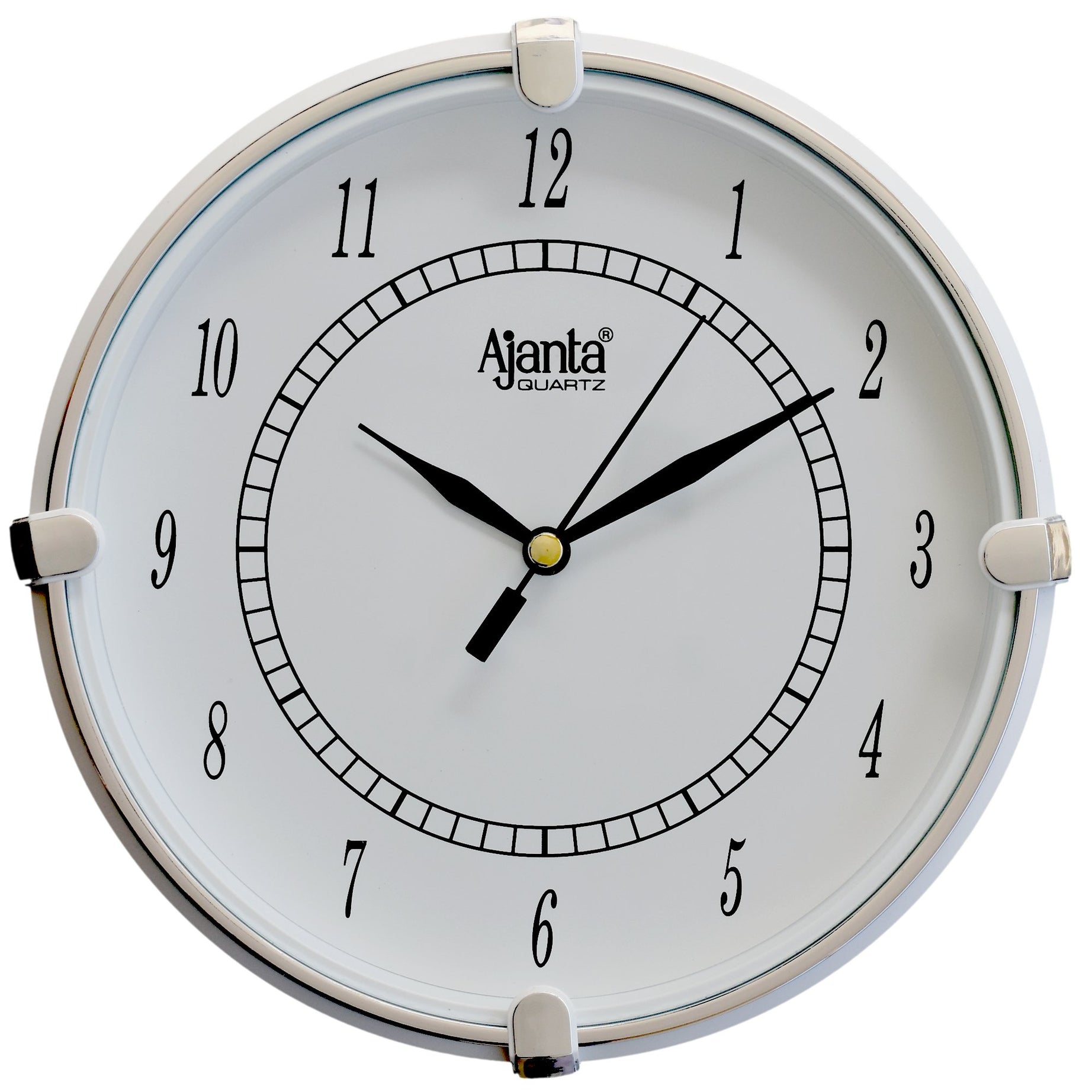 Ajanta Plastic Step Movement Round Wall Clock (White , 25.7 x 25.7 x 3.6 cm)