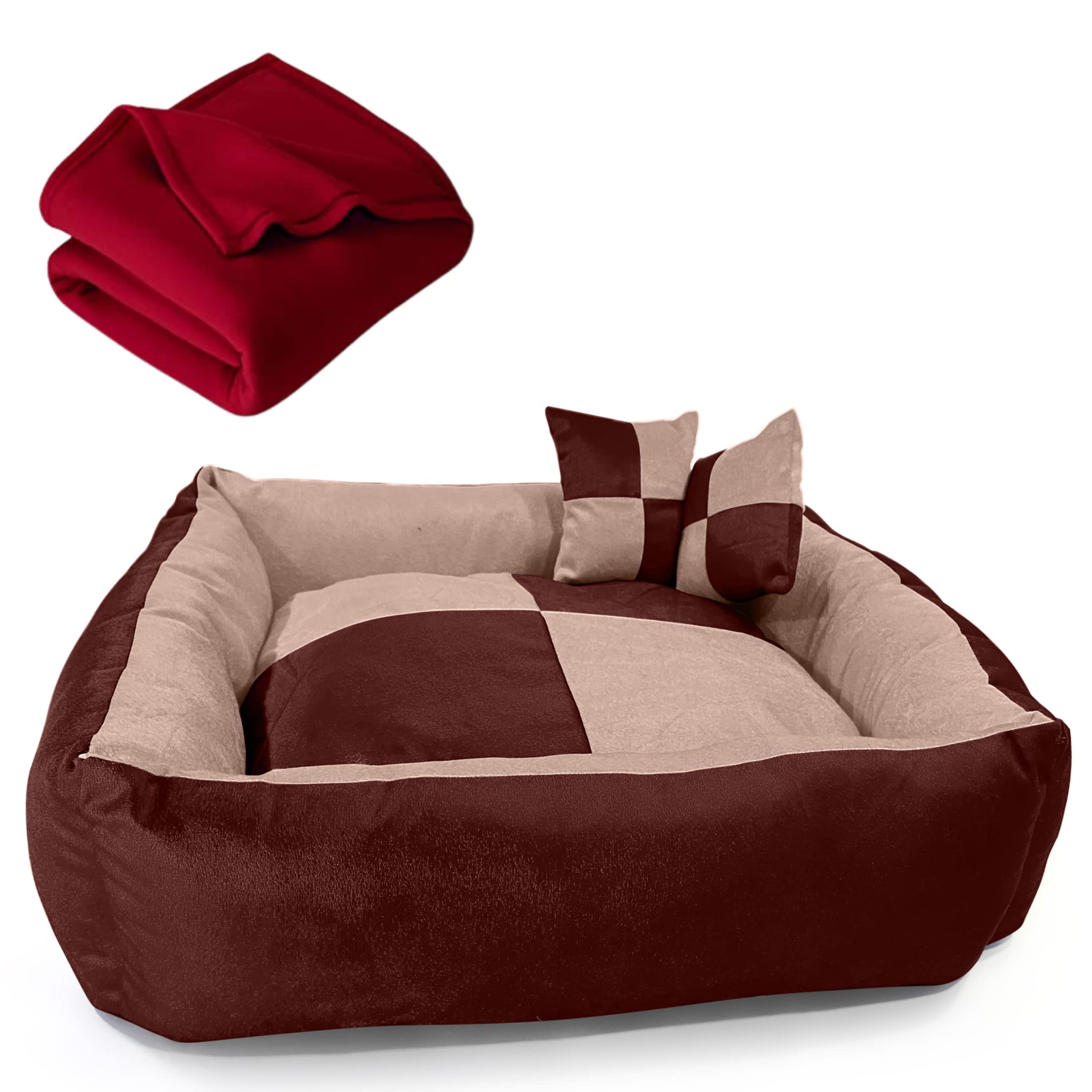 DRILLY Washable soft Reversible Dog Bed with Blanket for small | medium | large | extra large | XXL | 3XL | 4XL size dogs | cats | puppy | pet | rabbit |cushion pillow (S)