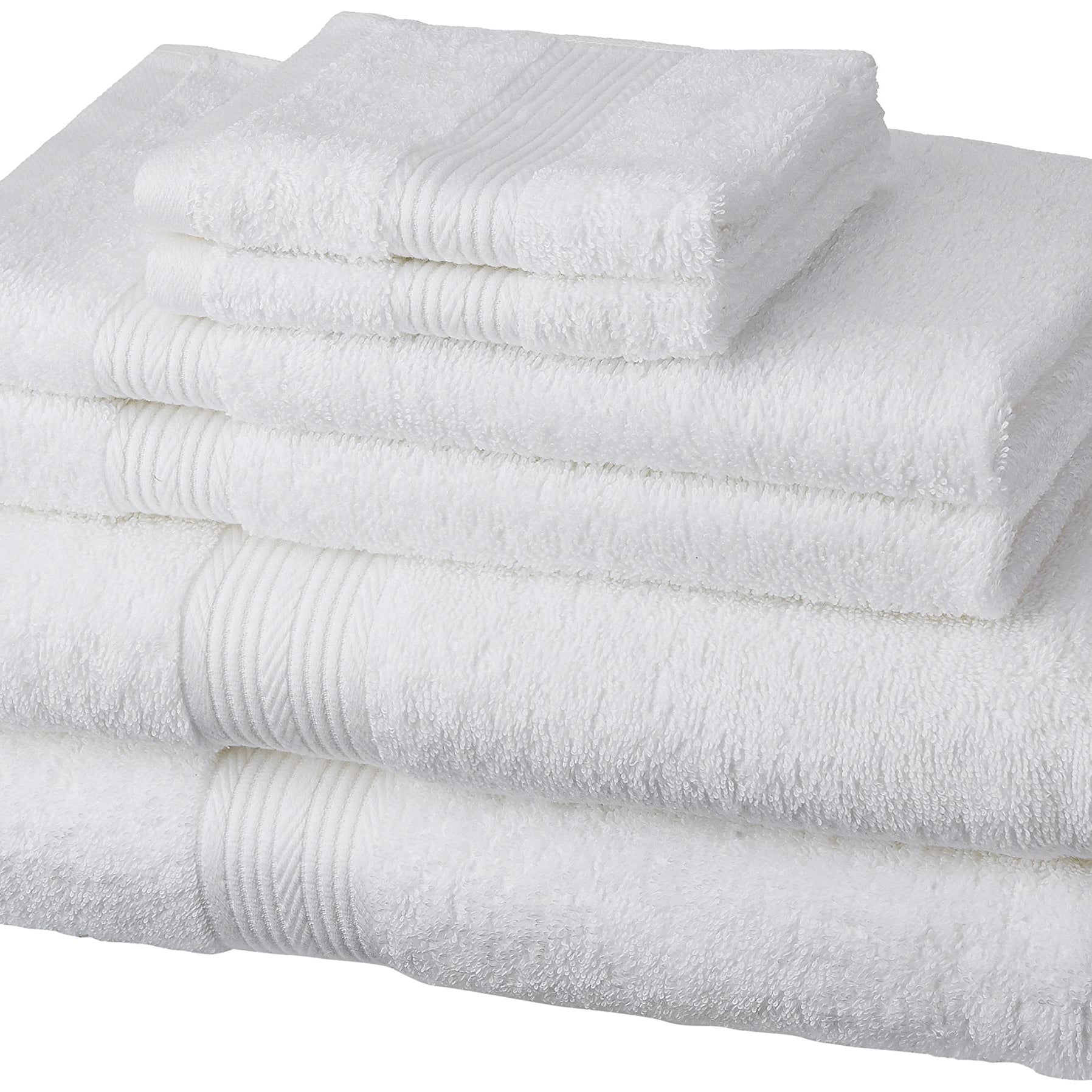 Amazon Brand - Solimo Cotton 6 Piece Towel Set, 500 GSM (White)