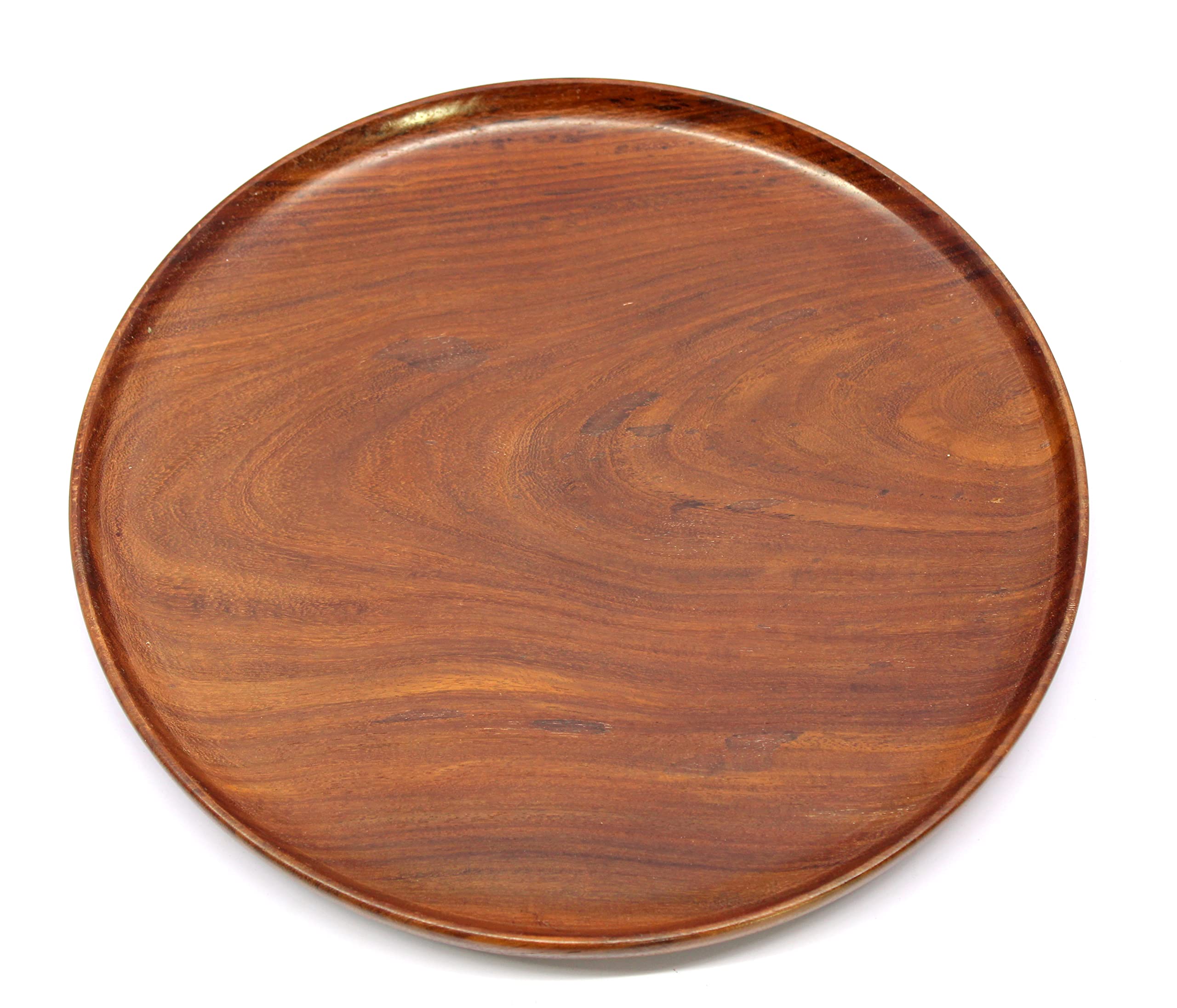 ESPLANADE Wooden Serving Tray Platter Thali Dining Plate for Home and Kitchen - Tableware Serveware | 12" Diameter - Brown