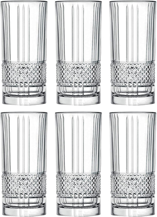 TIENER Elegant Drinking Glasses for Water, Wine, Juice, Square Shape Glasses for Bars Restaurants, Kitchen, Home | Pack of 6 | 300 ML | Transpharant