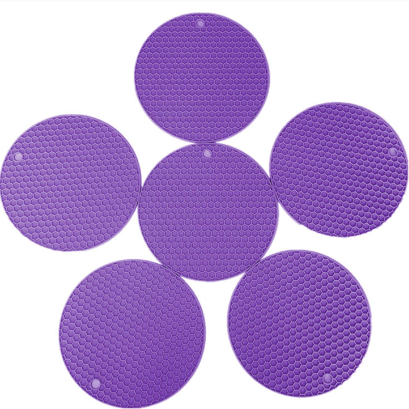 P-Plus International Trivet Mat Multipurpose Silicone Pot Holders,Anti Slip Hot Pads Silicone Heat Resistant Coasters, Cup Insulation Mat, Insulation Pad Potholders Purple Pack of 6