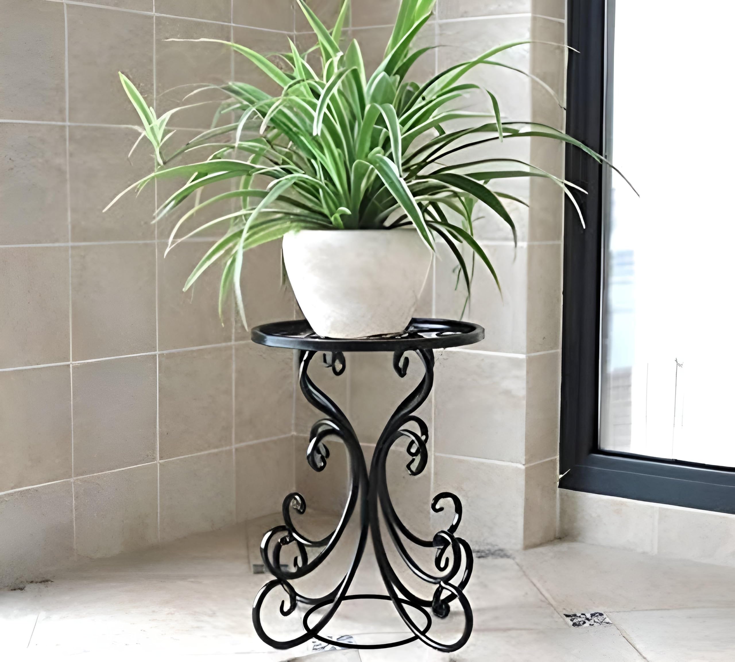 Dime Store Plant Stand Flower Pot Stand For Balcony Living Room Outdoor Indoor Plants Plant Holder Home Decor Item (Mini Planter) (Black)