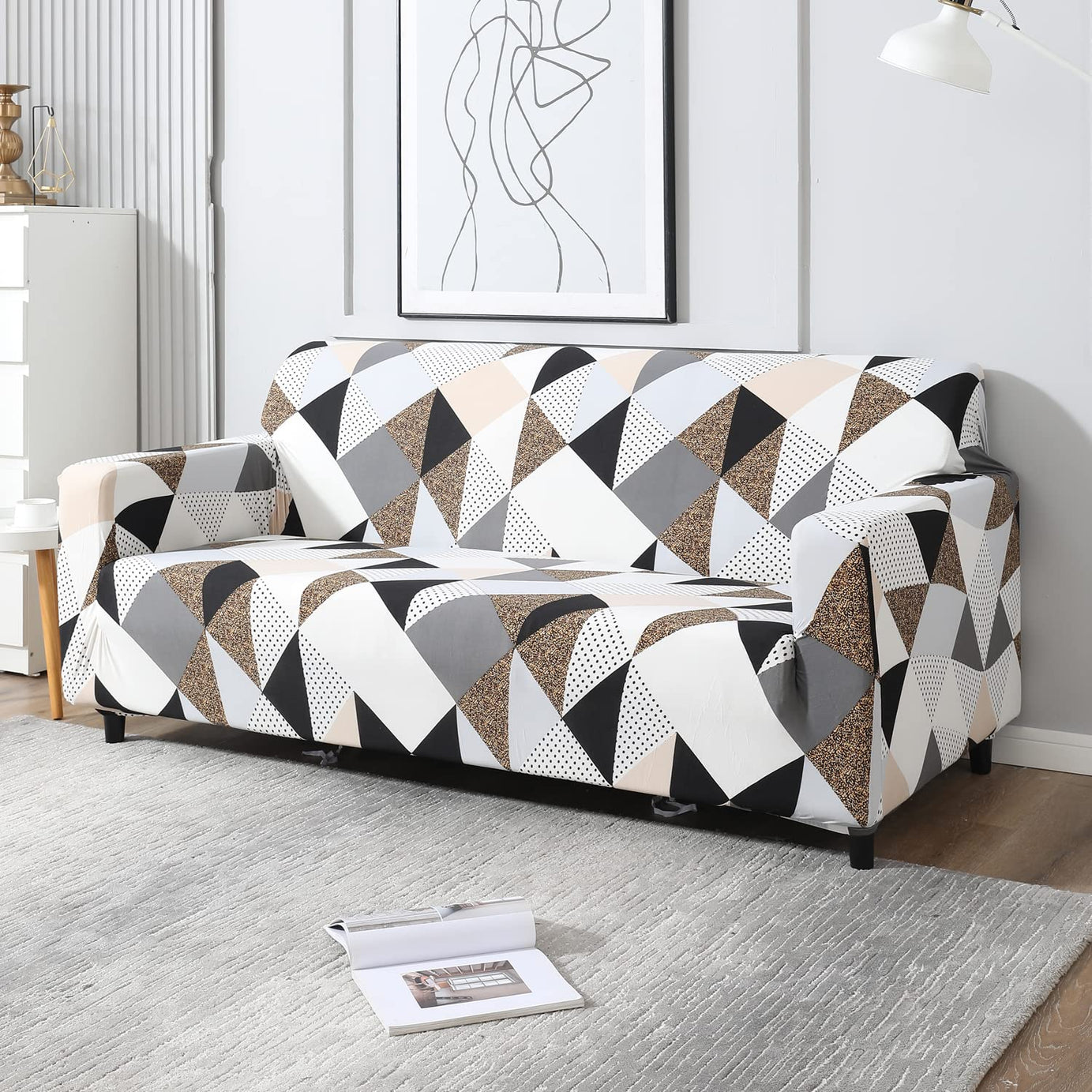 HOKIPO Elastic Stretchable Triple Seater Sofa Cover (AR-4095-D9)