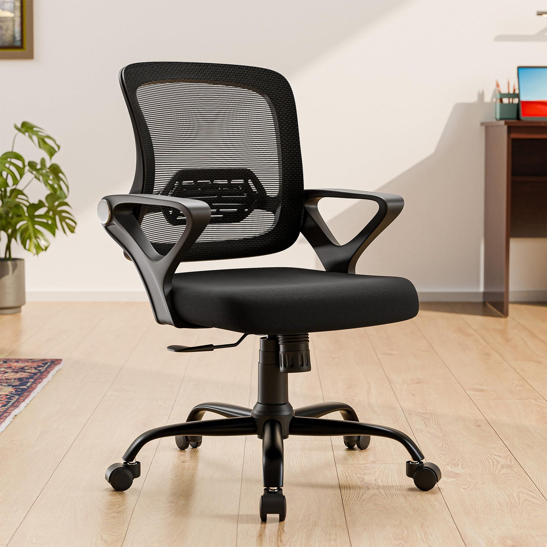 Green Soul Pebble Office Chair, Mid Back Mesh Ergonomic Home Office Desk Chair with Comfortable & Spacious Seat (Pebble_MB_Black)