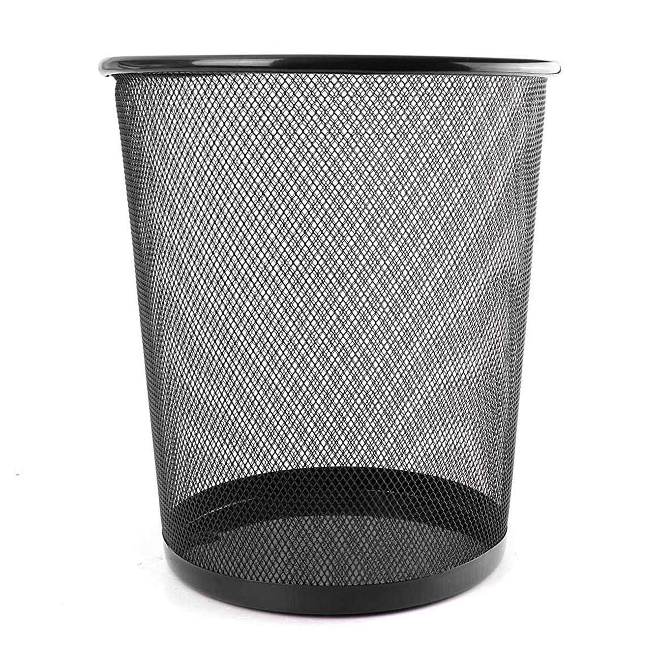 Mezzotek Metal Mesh Round Dustbin for Waste & Papers, 28 x 19 x 23 cm (Black)