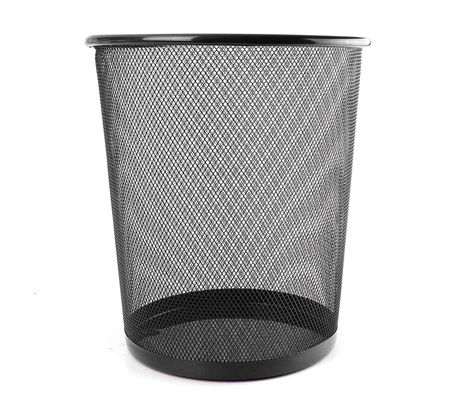 Mezzotek Metal Mesh Round Dustbin for Waste & Papers, 28 x 19 x 23 cm (Black)