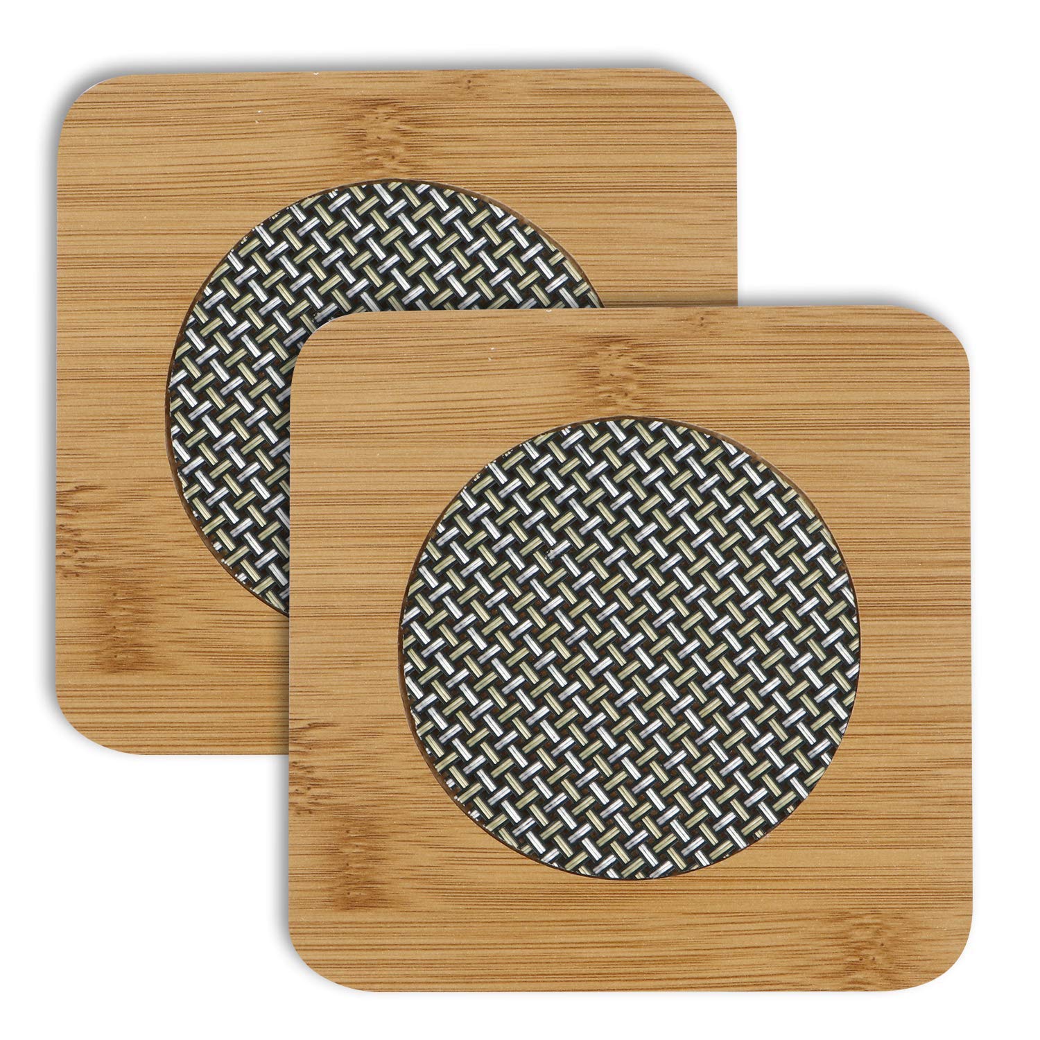 HOKIPO® Eco-friendly Bamboo Wooden Coasters for Home Pan Pot Holder for dining table Heat Pad for Kitchen - Pack of 2 (AR2922)