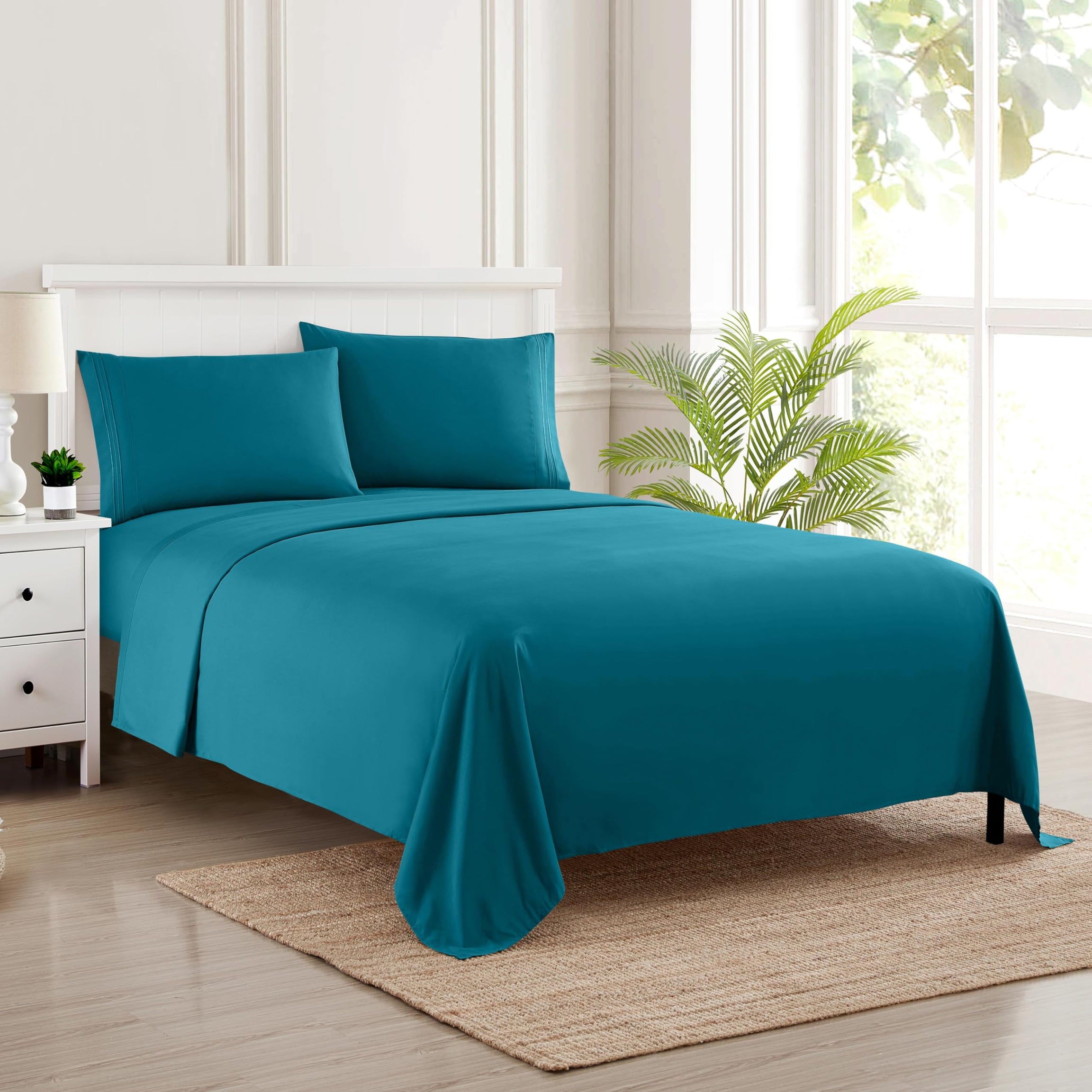 Queen Size Bed Sheets - Breathable Luxury Sheets with Full Elastic & Secure Corner Straps Built In - 1800 Supreme Collection Extra Soft Deep Pocket Bedding Set, Sheet Set, Queen, Teal