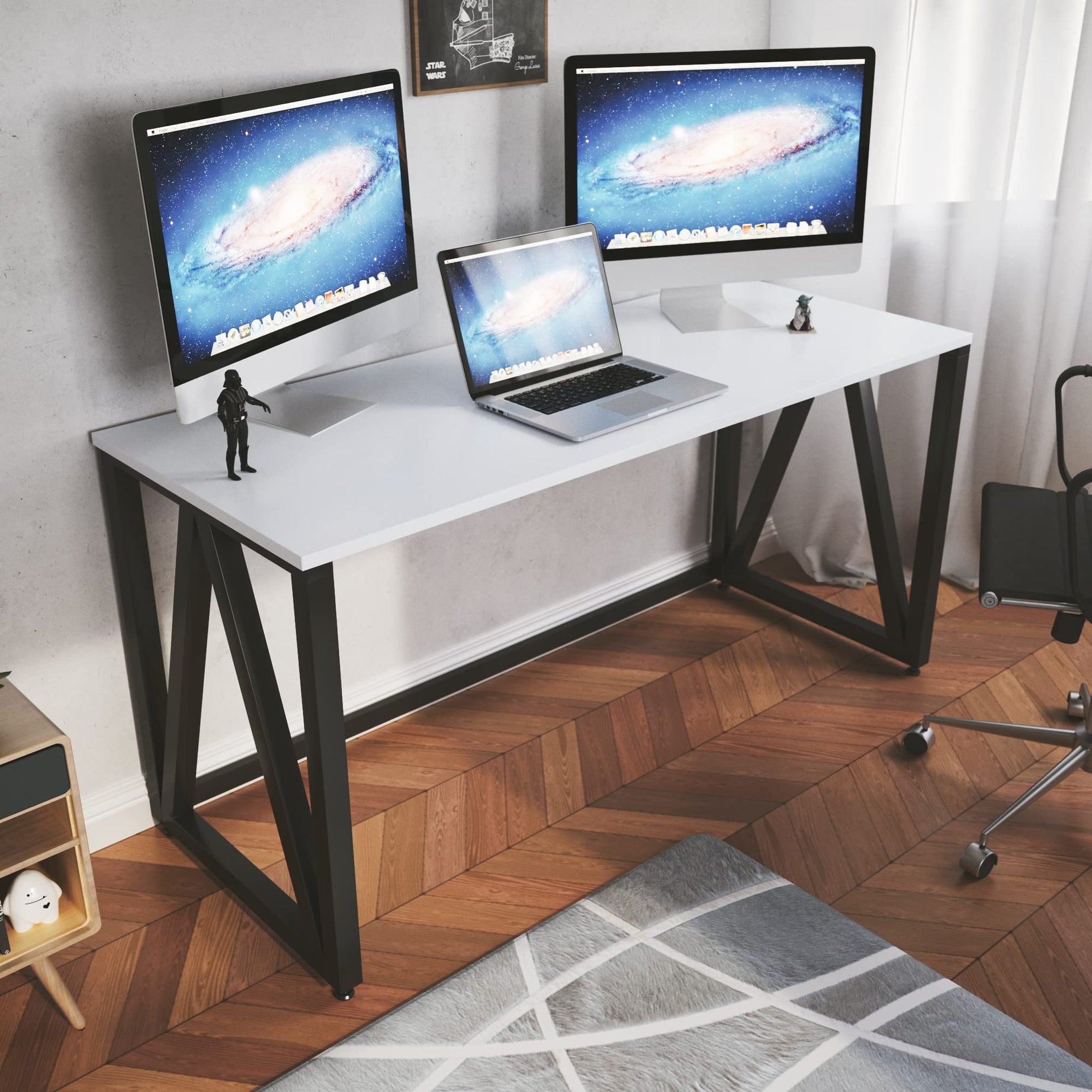 LAD Workspaces The A Table Engineered Wood Study Table, Laptop, Computer Table Desk for Home & Office White 5ft