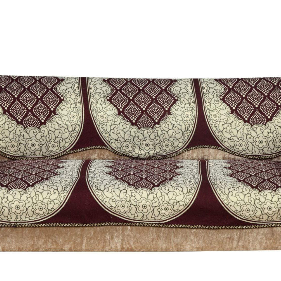 Nendle Abstract Pattern Cotton Abstract Sofa Covers Set of 3 Seater (Brown, 2 Pieces, 69 Inch x 27 inch)