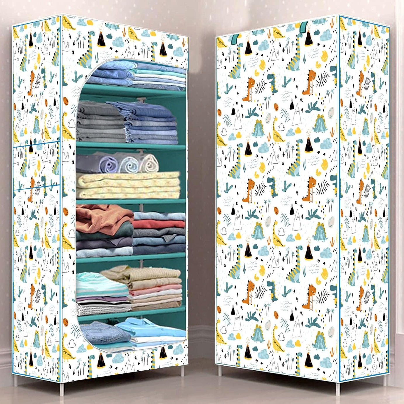 HEGZI Plastic Baby Wardrobe For Clothes Multipurpose 6 Shelves, Unbreakable Material, Portable Cloth Storage Rack, Foldable Almirah For Clothes, Easy Installation, No Drilling Required