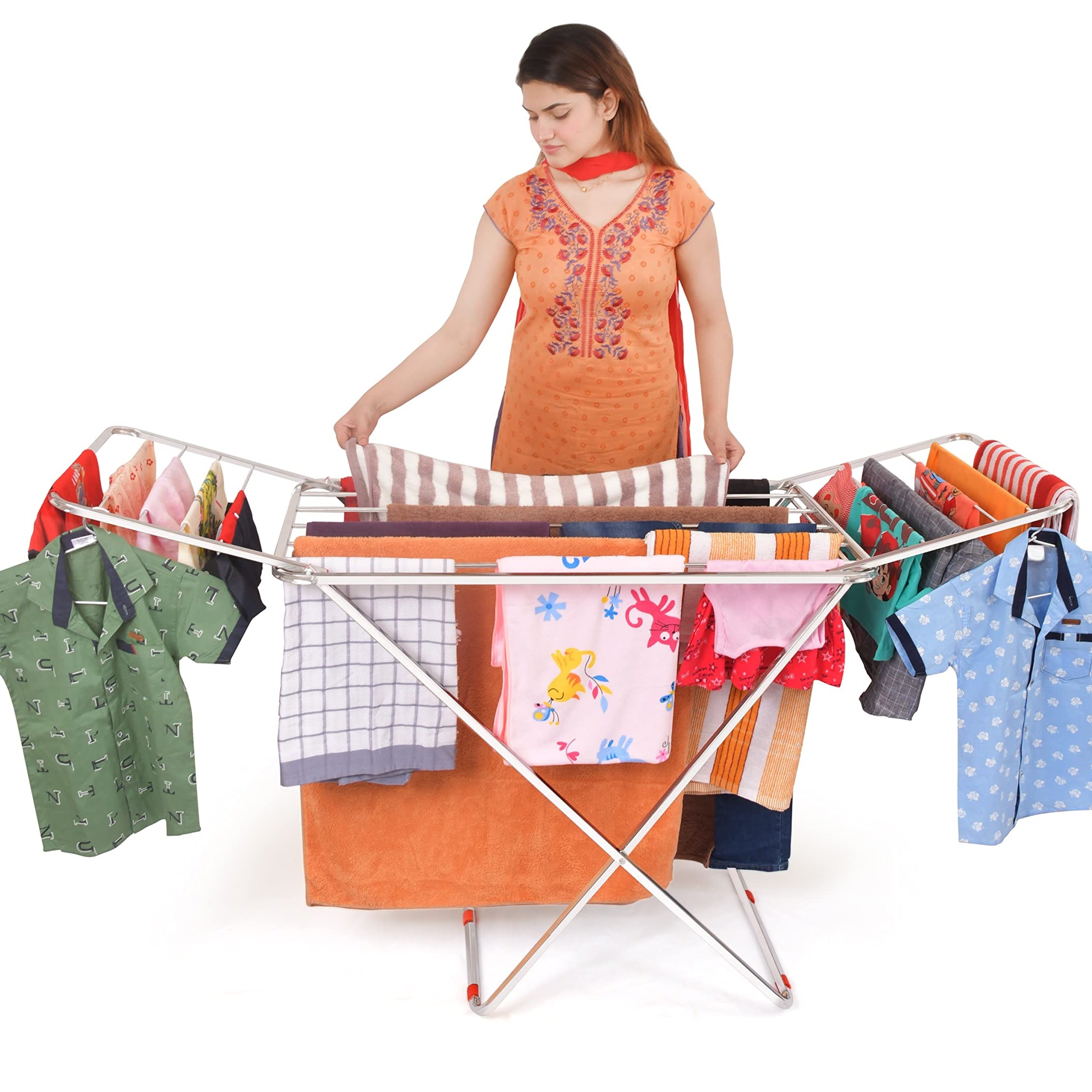 LiMETRO STEEL Stainless Steel Cloth Drying Stand Cloth Stand for Drying Clothes Steel