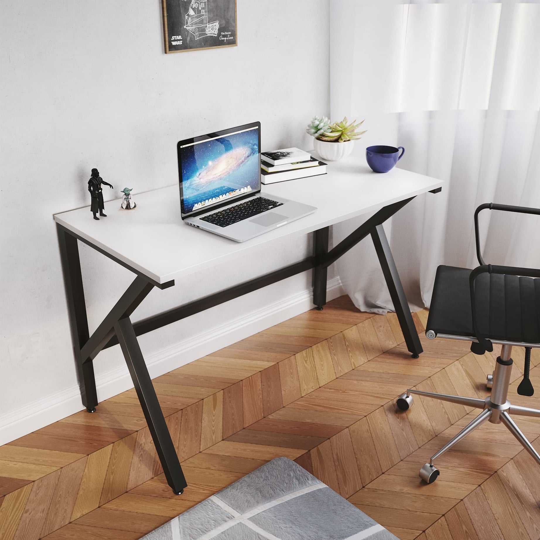 LAD Workspaces The K Table Engineered Wood Study Table, Laptop, Computer Table Desk for Home & Office