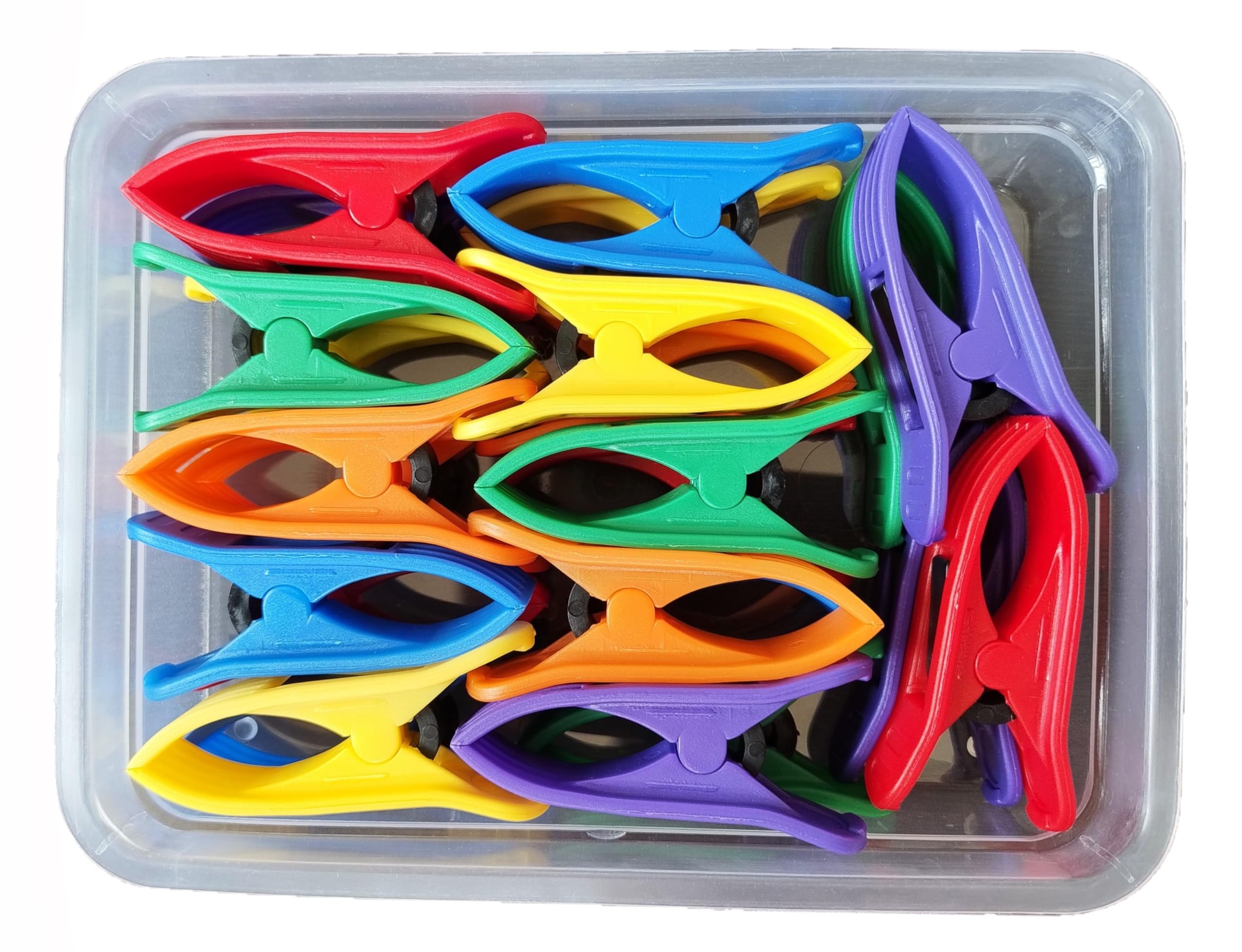 KITSEN 24 Pcs Cloth Drying Clips, Clothes Pegs for Rope/Stand/Pipe Packed in Storage Box (Multi Color)