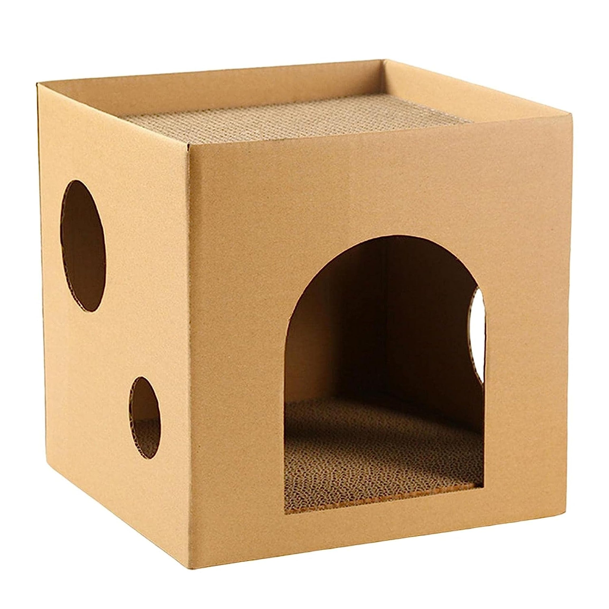 Foodie Puppies Cardboard House with Scratch Pads & Catnip for Cats and Kittens - (Lodge Scratcher) | Cat Play House for Indoor, Cats Corrugated Scratcher Box for Furniture Protection (Design May Vary)