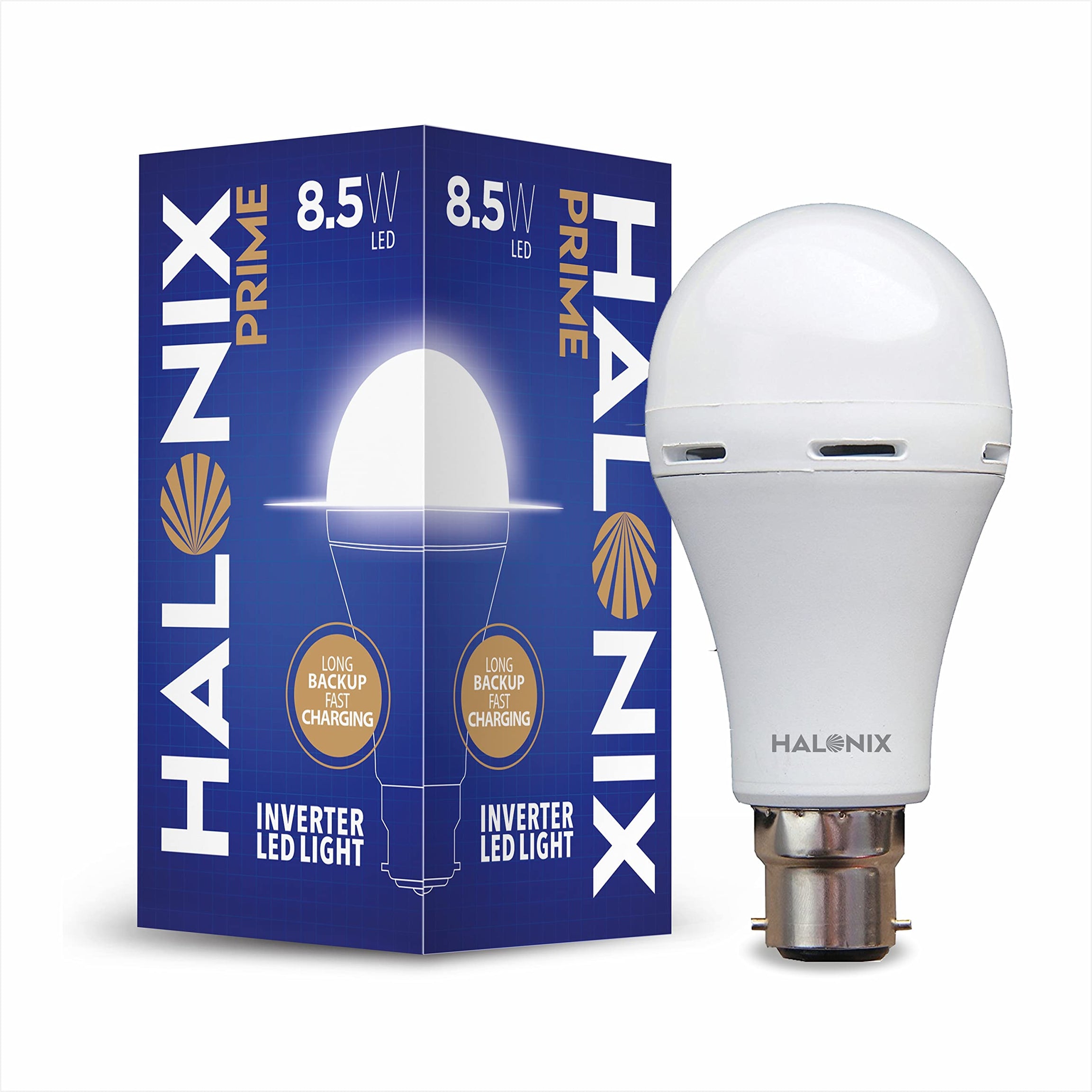 Halonix 8.5 Watt B22 LED White Rechargeable Emergency light Inverter Bulb, Pack of 1