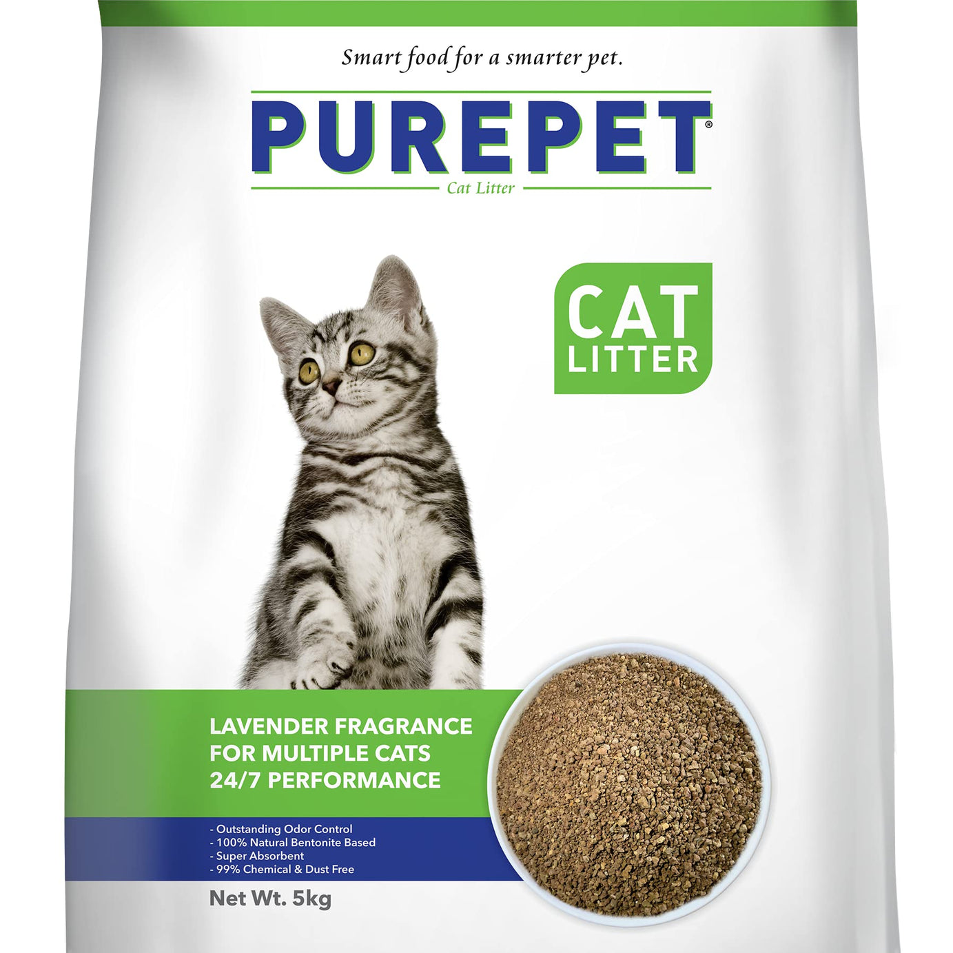 Purepet Cat Litter for All Cat Breed litter Lavender Fragrance - 5kg Pack Pet Litter Tray Refill