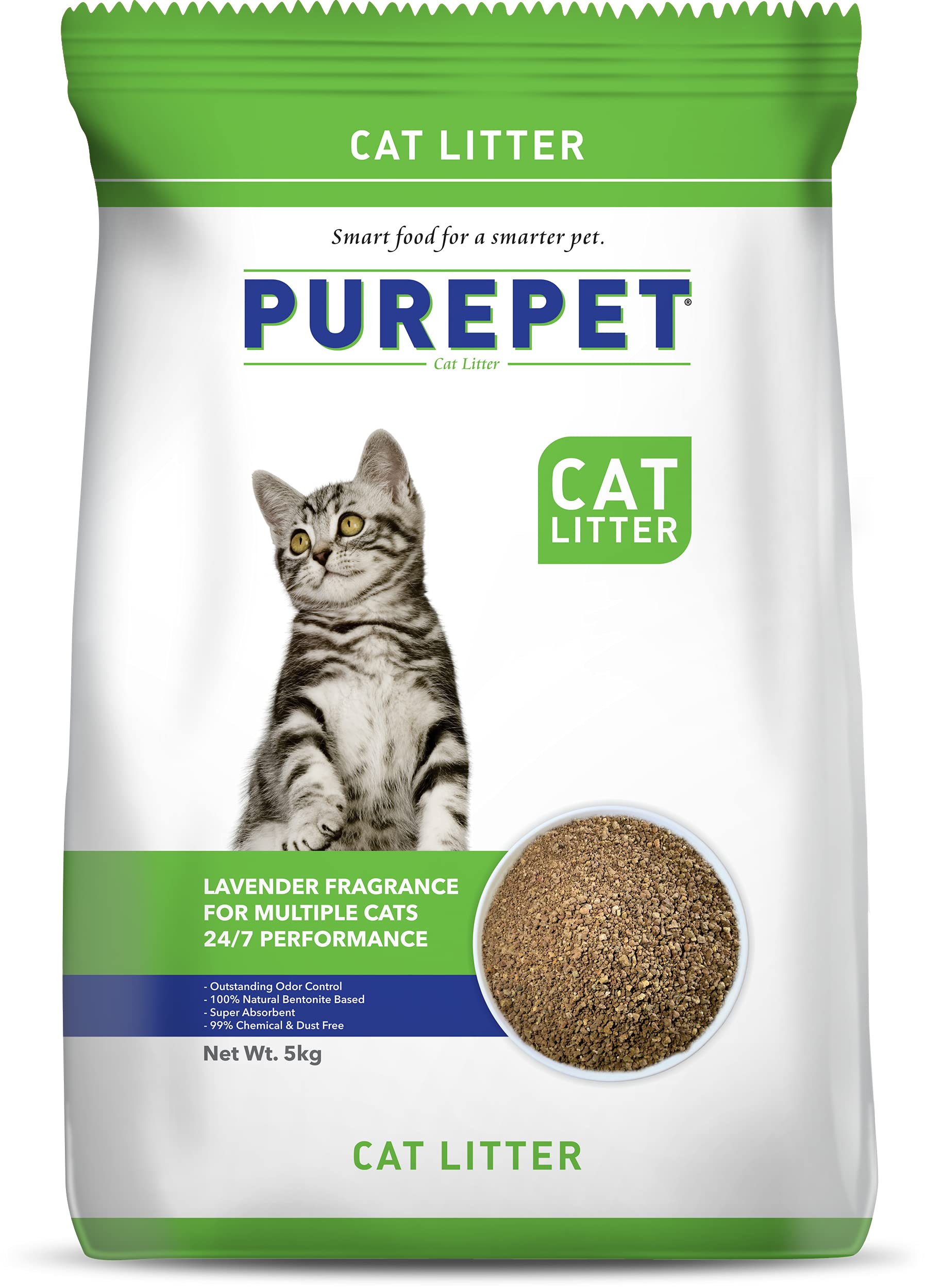 Purepet Cat Litter for All Cat Breed litter Lavender Fragrance - 5kg Pack Pet Litter Tray Refill