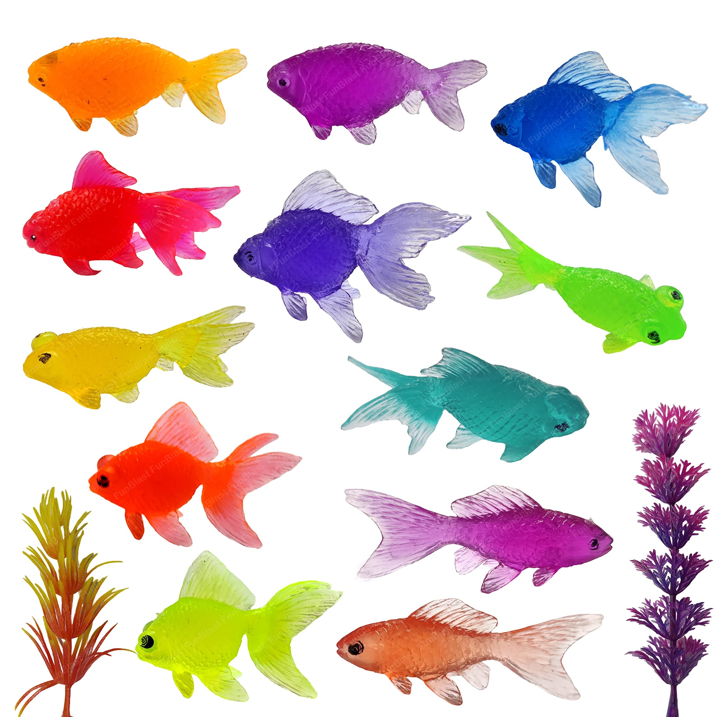 FunBlast Little Cute Fish Toys – Pack of 12 Pcs Aquatic Sea Animal Toy for Kids, Sea Marine Animal Figure Playing Set for Kids, Sea Creatures Action Toys for 3+ Years old Kids, Boys, Girls