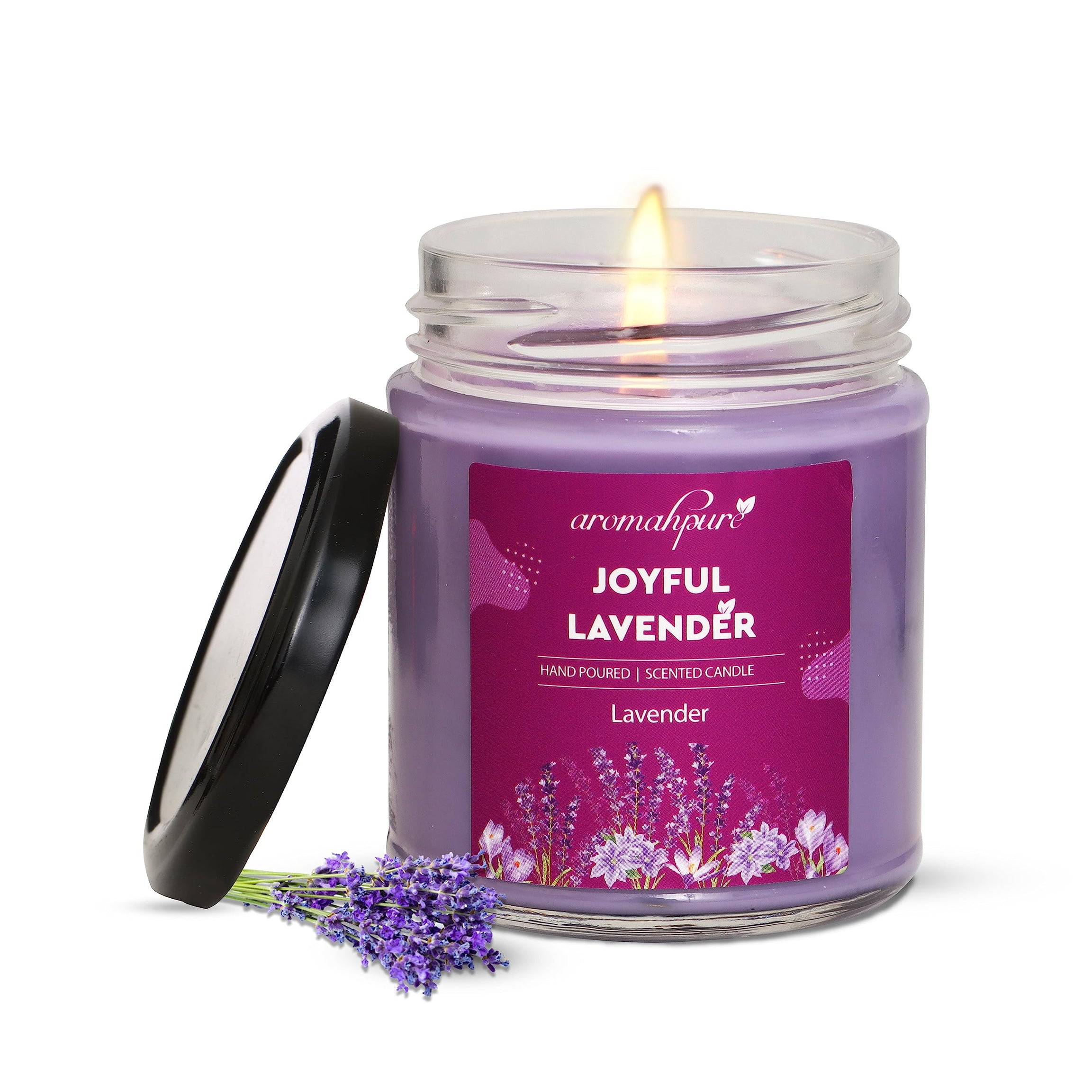 Aromahpure Scented Candle (45 hrs) (100% Soy Wax)- Handcrafted | Smoke-Free | Joyful Lavender- Lavender Fragrance Candles for Home & Gift Sets