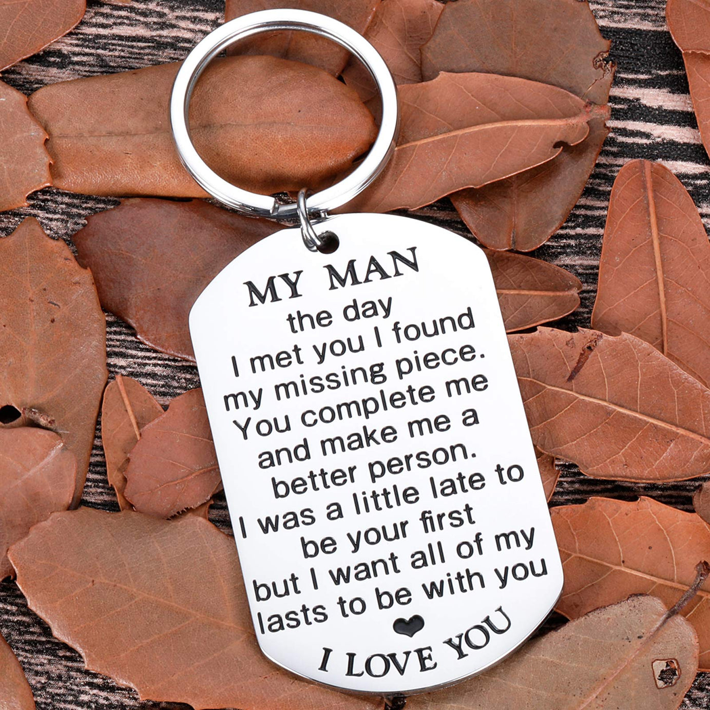 My Man Keychain Anniversary Valentine's Day Gifts For Him Men Boyfriend Husband To Be Key Chain I Love You Gifts for Hubby Birthday Fiance Groom Wedding Engagement Presents from Girlfriend Wife Silver