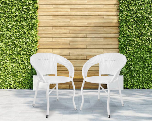 CORAZZIN Garden Patio Seating Chairs for Balcony Outdoor Furniture Set of 2 Chairs (White)