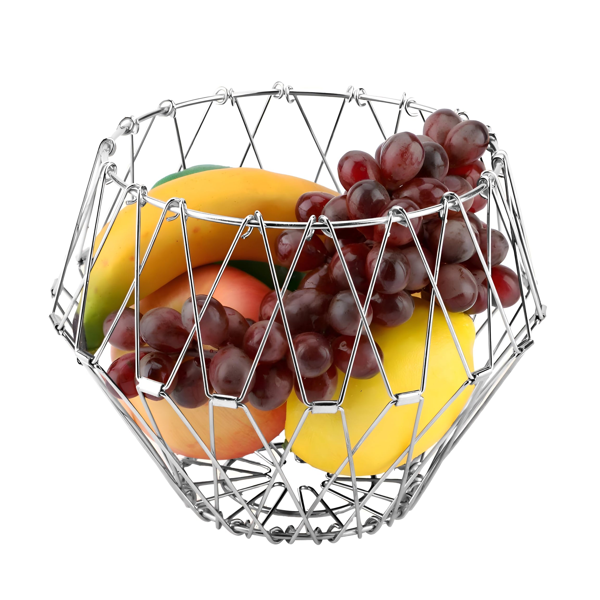 Plantex Multipurpose Stainless Steel Foldable Fruit And Vegetable Basket For Kitchen/Dining Table/Home(8 Shapes), 1 L