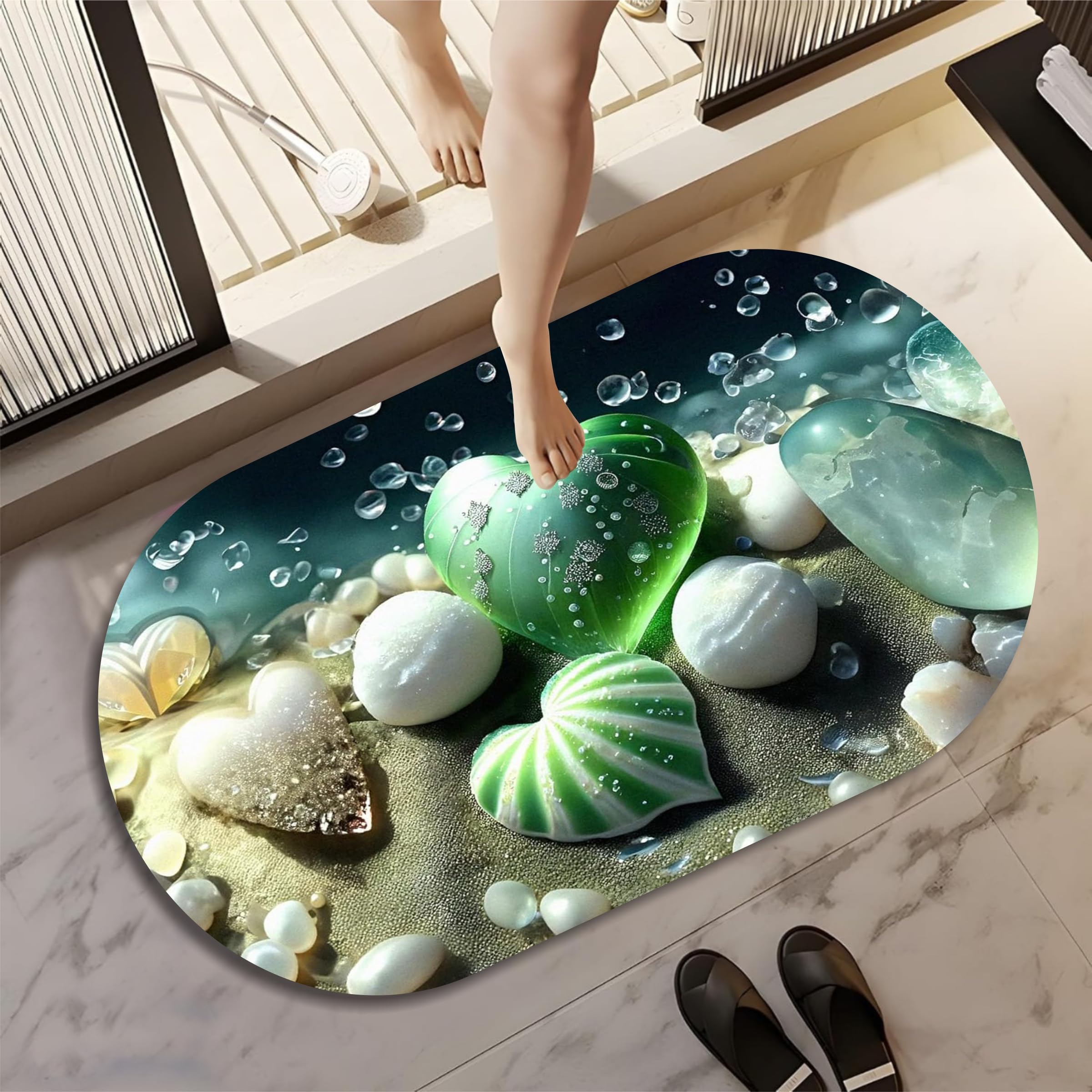 Wazdorf 3D Bathroom mat, Door Mat, Floor Mat,Rare 3D Patterned Bath Mat, Bathroom Decor,Anti-Slip, Absorbent Bath Rug, Quick Drying, Easy Care Shower Rug, Decorate (60X40CM) (Ocean)