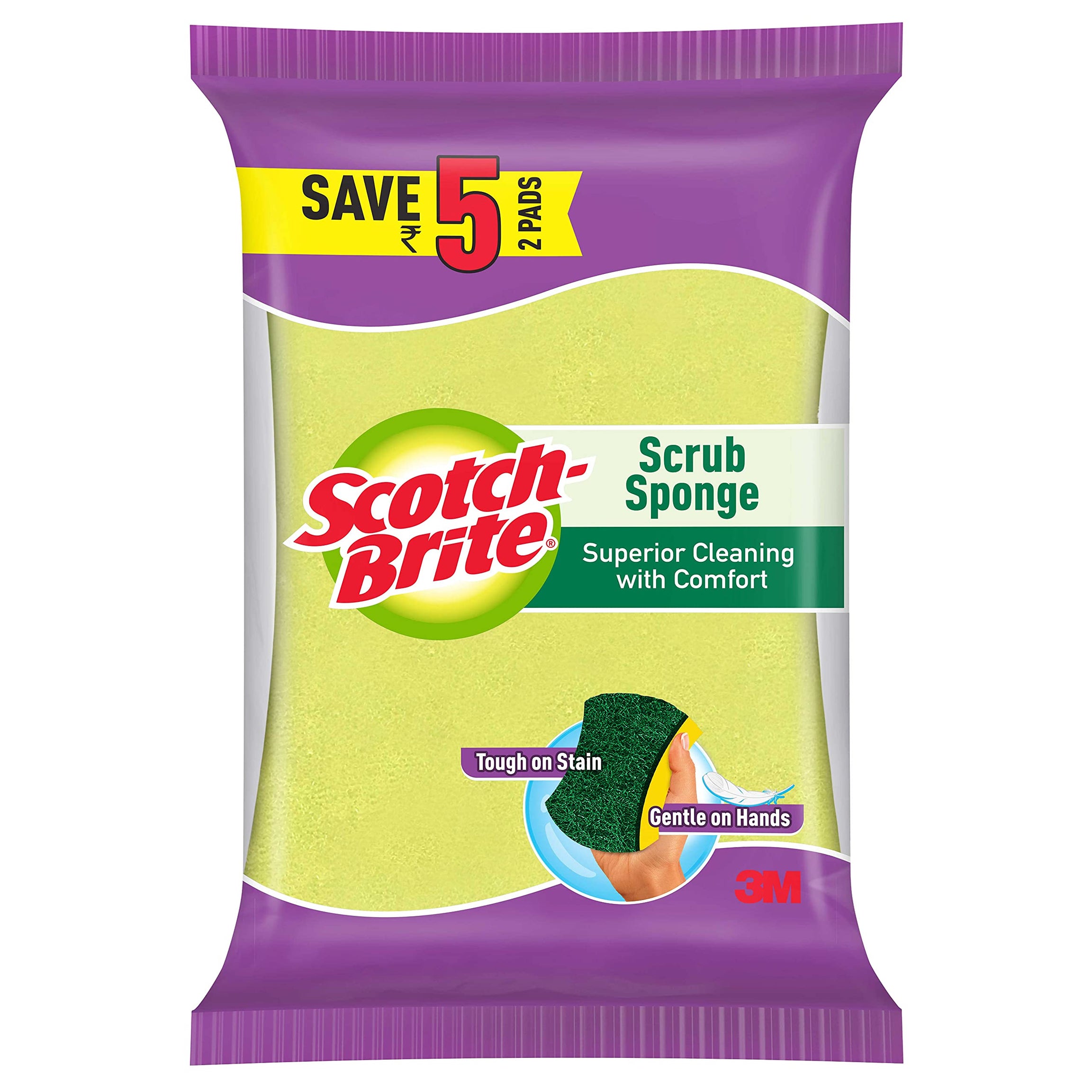 Scotch-Brite Scrub Sponge Ideal for dishwash liquid Pack of 2 ( 10cm X 6cm)plastic