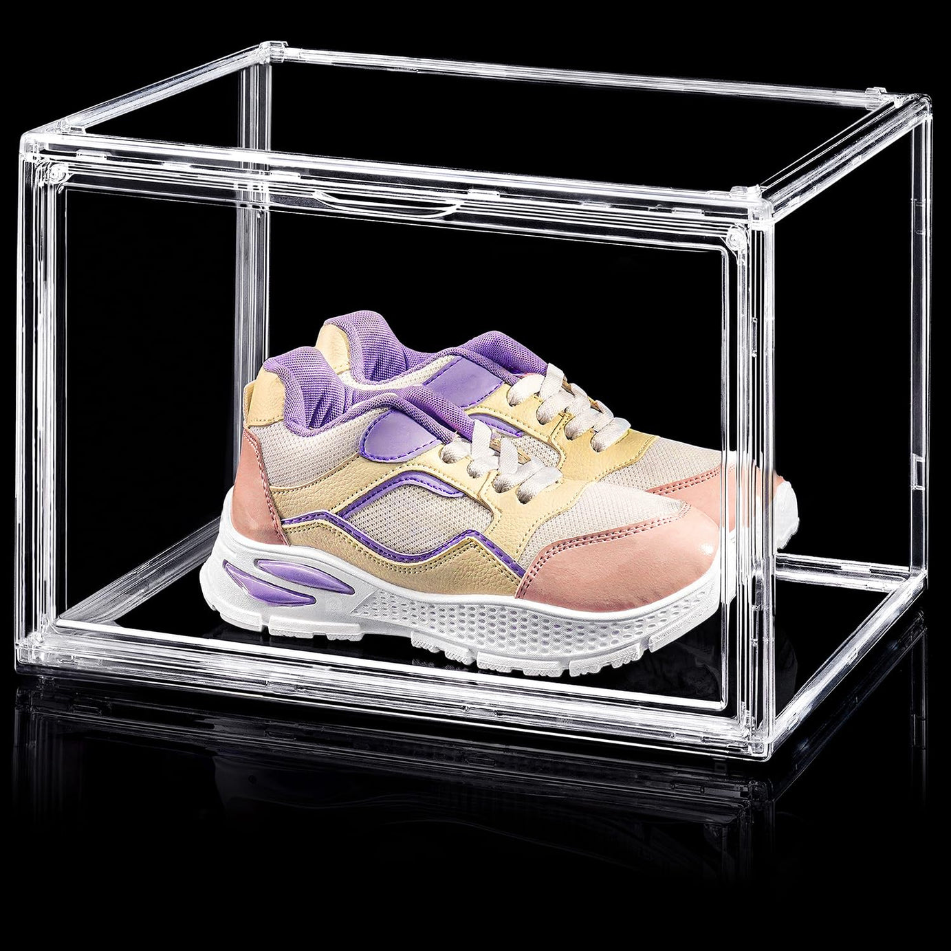 ABOUT SPACE Shoe Boxes - Transparent 1 Pc Acrylic Sneaker Box Crates | DIY Shoes Storage Box for Men, Women Display Shoe Rack for Sneakers Flats Flip-flops Loafers Heels Wedges (L 36 x B 27 x H 23cm)