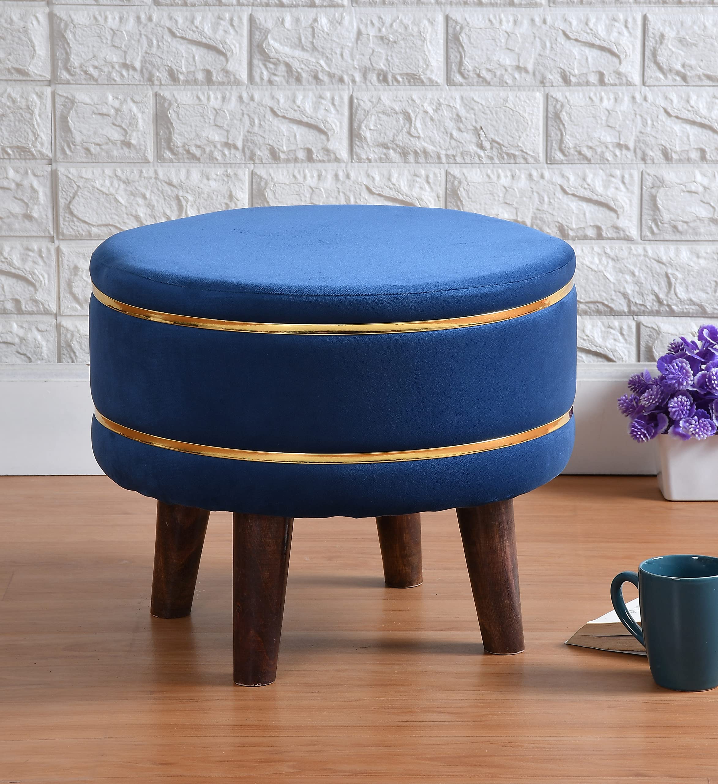 Homeaccex Ottoman Stool for Living Room Furniture - Ottoman pouffes for Sitting/Room dcor puffies- Puffy Stool and footstools (16Inch Height, Blue)