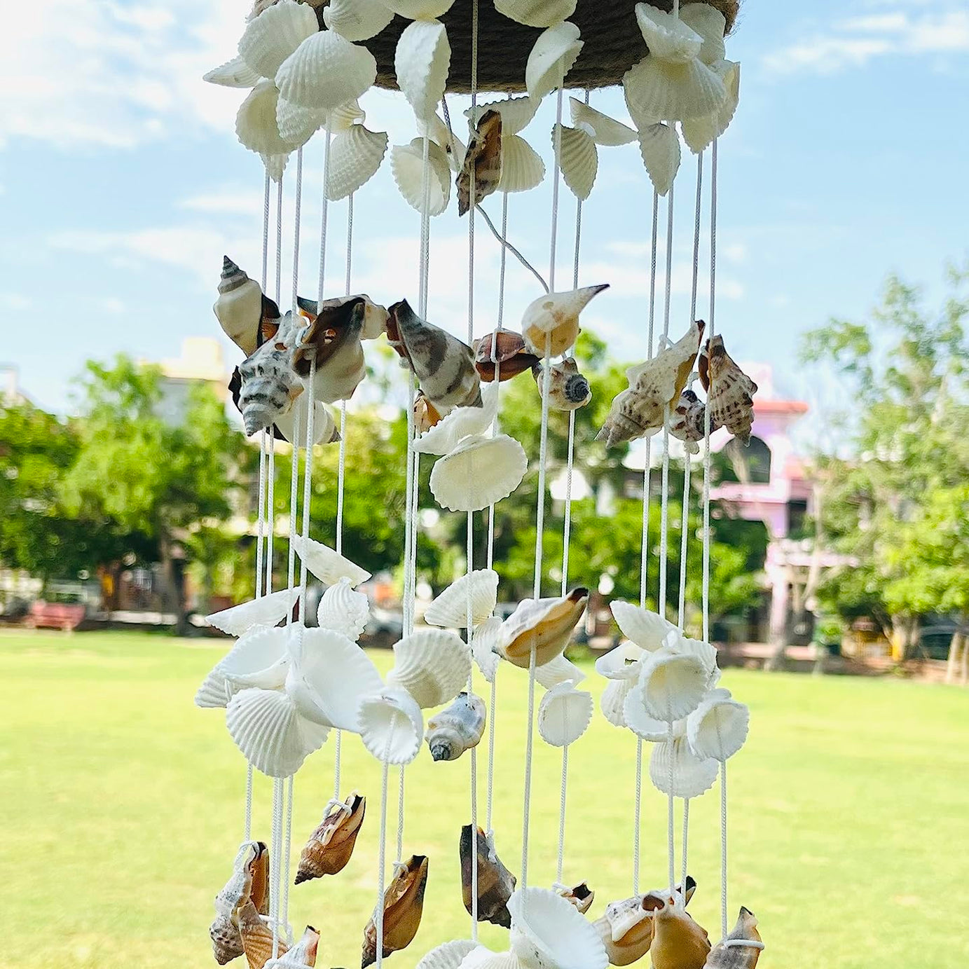 WARMINGO Sea Shell Wind Chime for Home Balcony & Garden | Soothing Rain Sound & Very Lucky According to Vastu | Attracts Good Luck