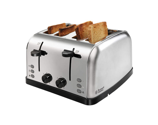 Russell Hobbs 18790 1250/1500 Watt Premium Stainless Steel 4 Slice Automatic Pop-Up Toaster with 2 Year Manufacturer Warranty - 1500 Watts