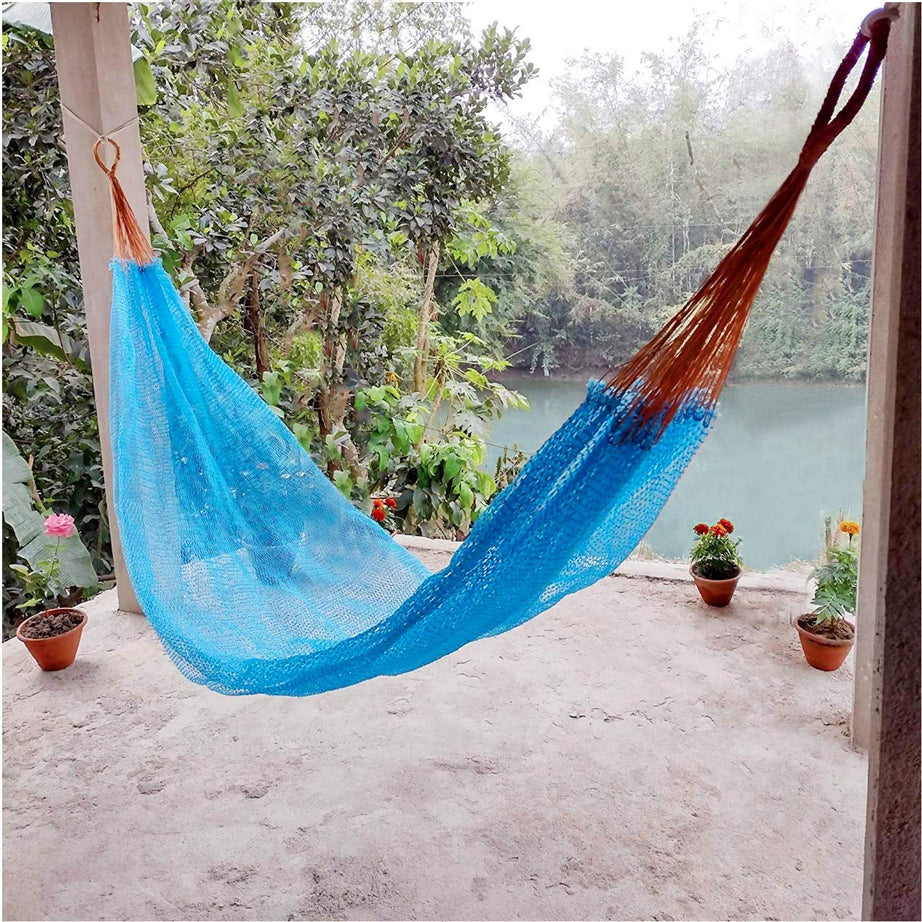 CRM TRADERS Nylon Rope Hammock Swing Hanging Net Mesh Sleeping Bed for Adults Outdoor Garden - 10 ft