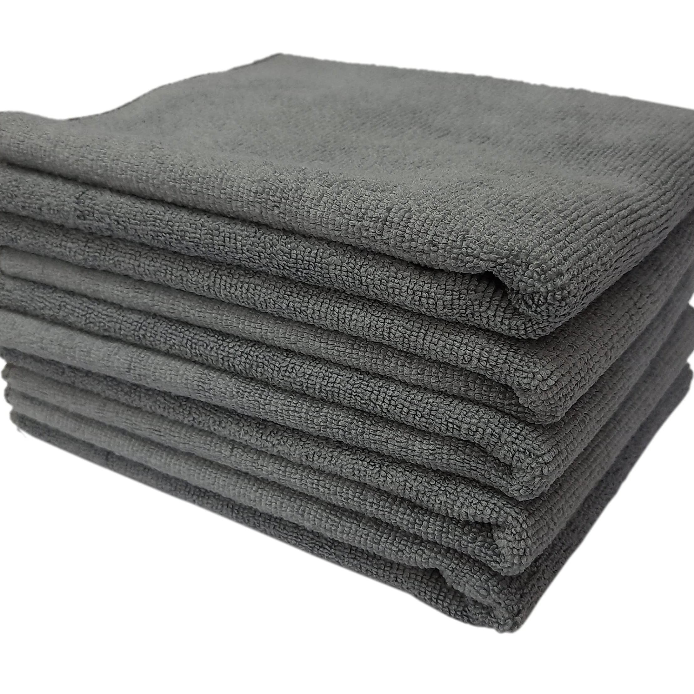 SOBBY Microfiber Cloths, 5pcs 40x40cms 340GSM Gray - Highly Absorbent, Lint and Streak Free, ALL -Purpose Cleaning Cloth for Kitchen, Car, Window, Stainless Steel, Silverware.