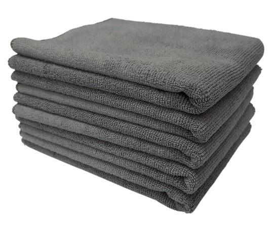 SOBBY Microfiber Cloths, 5pcs 40x40cms 340GSM Gray - Highly Absorbent, Lint and Streak Free, ALL -Purpose Cleaning Cloth for Kitchen, Car, Window, Stainless Steel, Silverware.