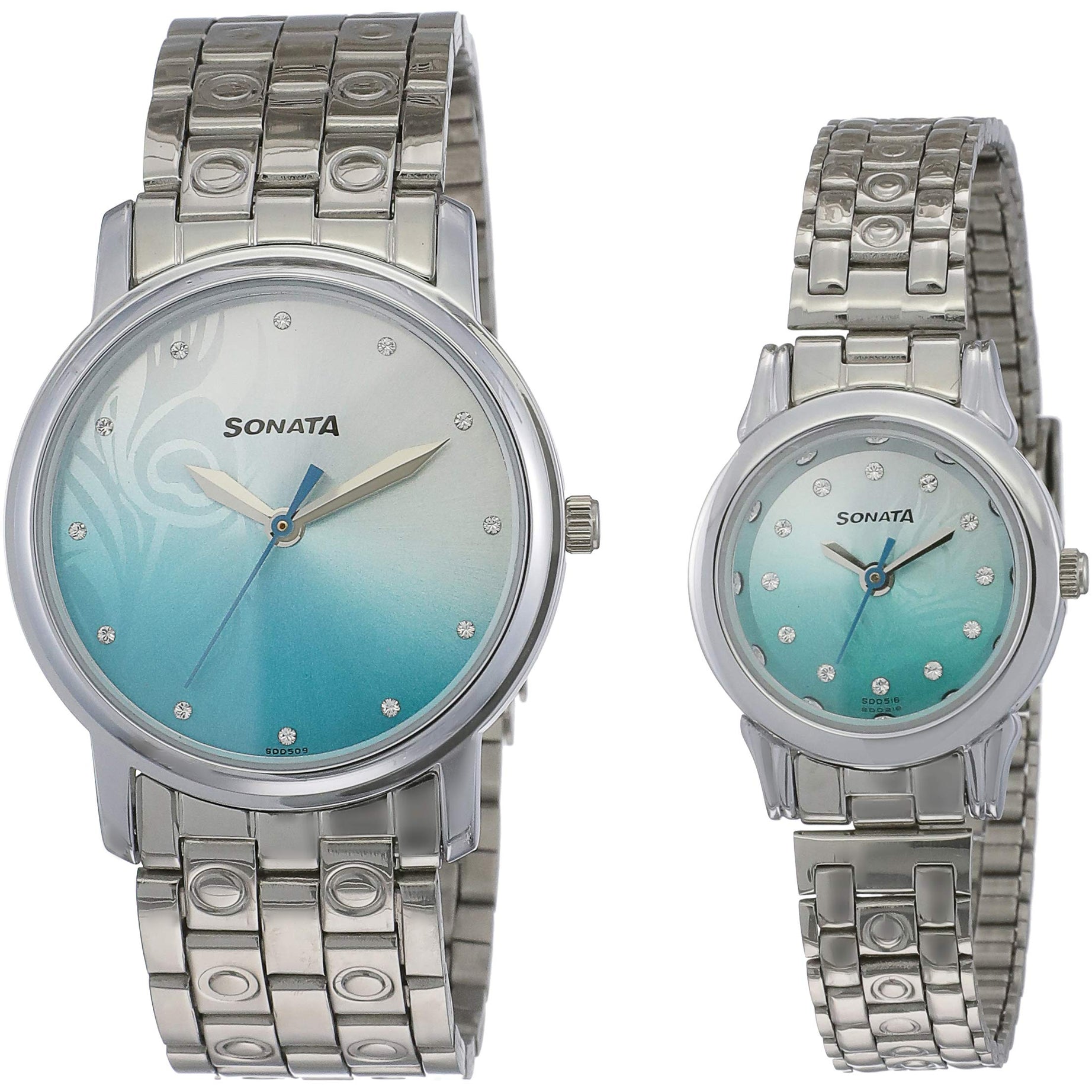 Sonata Quartz Analog Silver Dial Metal Strap Watch for Couple-NS10138925SM01P