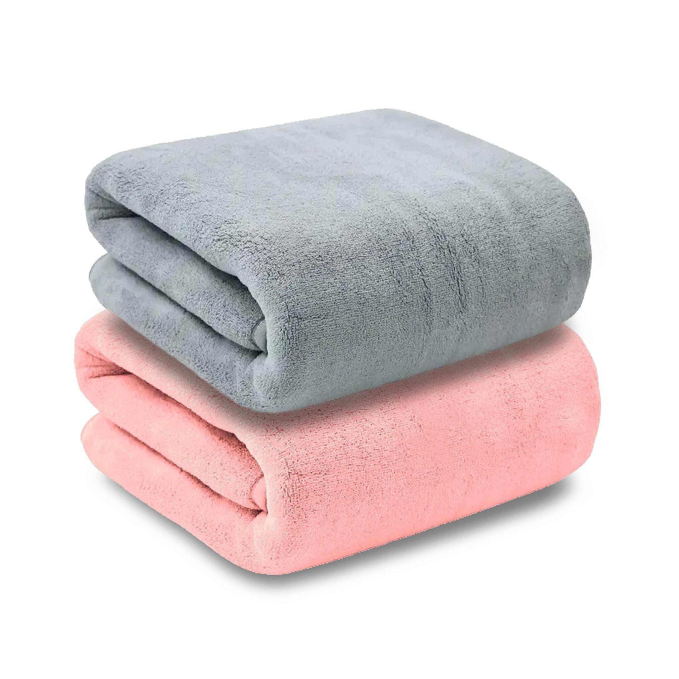 MAXOSHINE Microfiber Towels for Bath Large Size-Super Soft Coral Fleece Bathing Towel with Hook Quick Dry Super Absorbent-Bath Towel for Men and Women-70x140 cm-Pack of 2 (Grey/Pink)