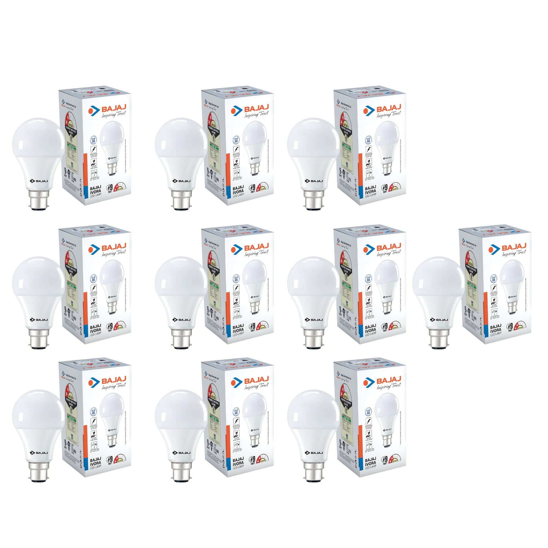 Bajaj Ivora HB LED LAMP 9W CDL B22 (Pack of 10)