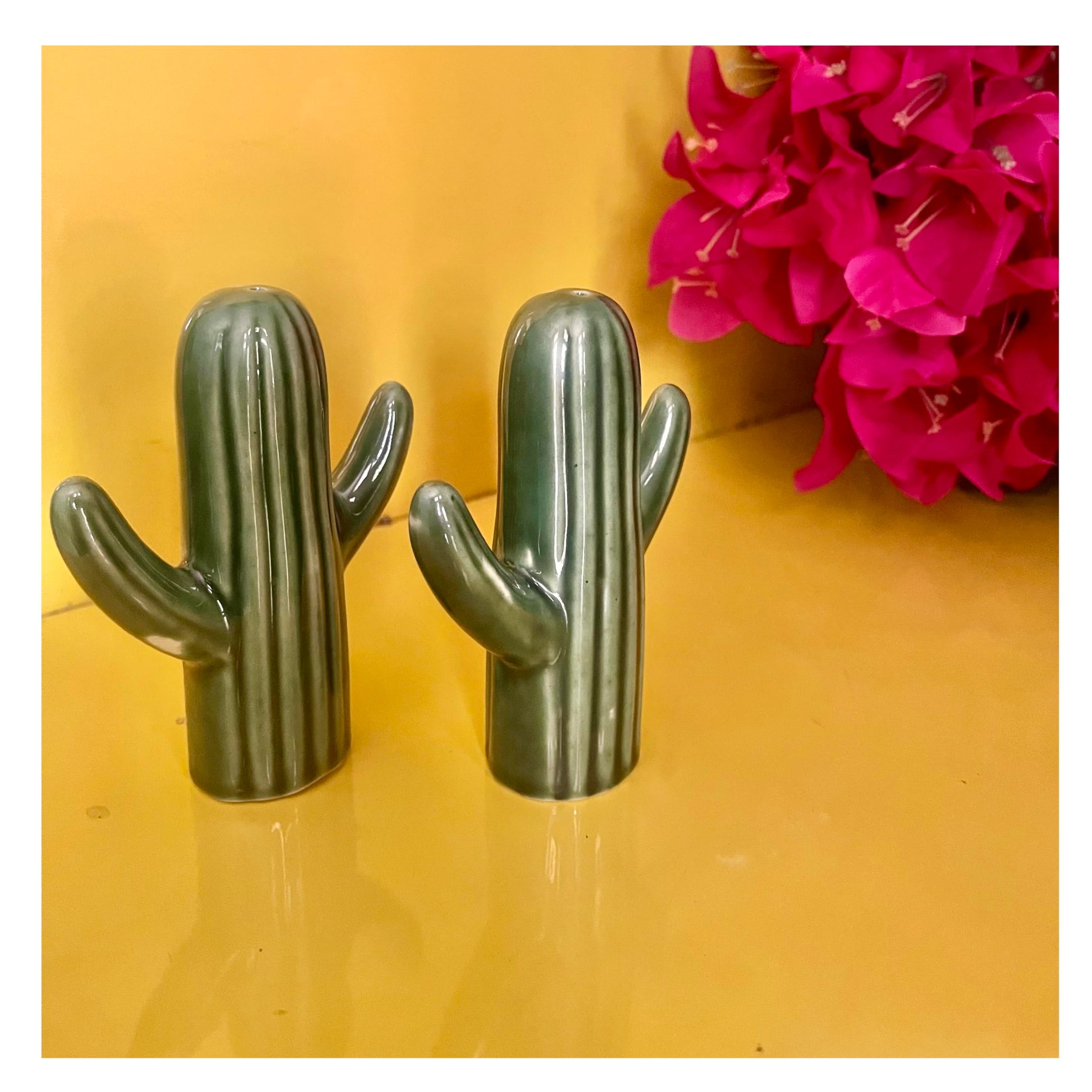 SPHINX Ceramic Salt and Pepper Shaker Set/Dispenser for Dining Table Salt and Pepper Dispenser Salt Pepper Sprinkler Set,Elegant Dining Table Dispensers- (Cactus Design)