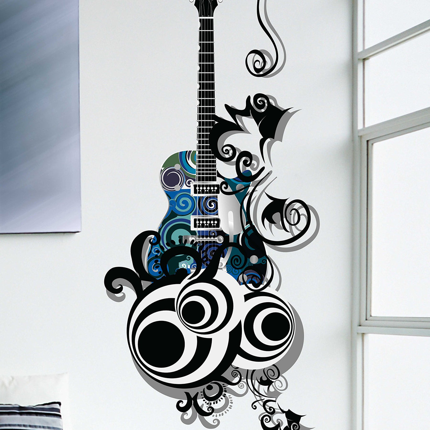 Decals Design Guitar Passion PVC Vinyl Wall Decal (70 cm x 50 cm x 70 cm, Multicolour)