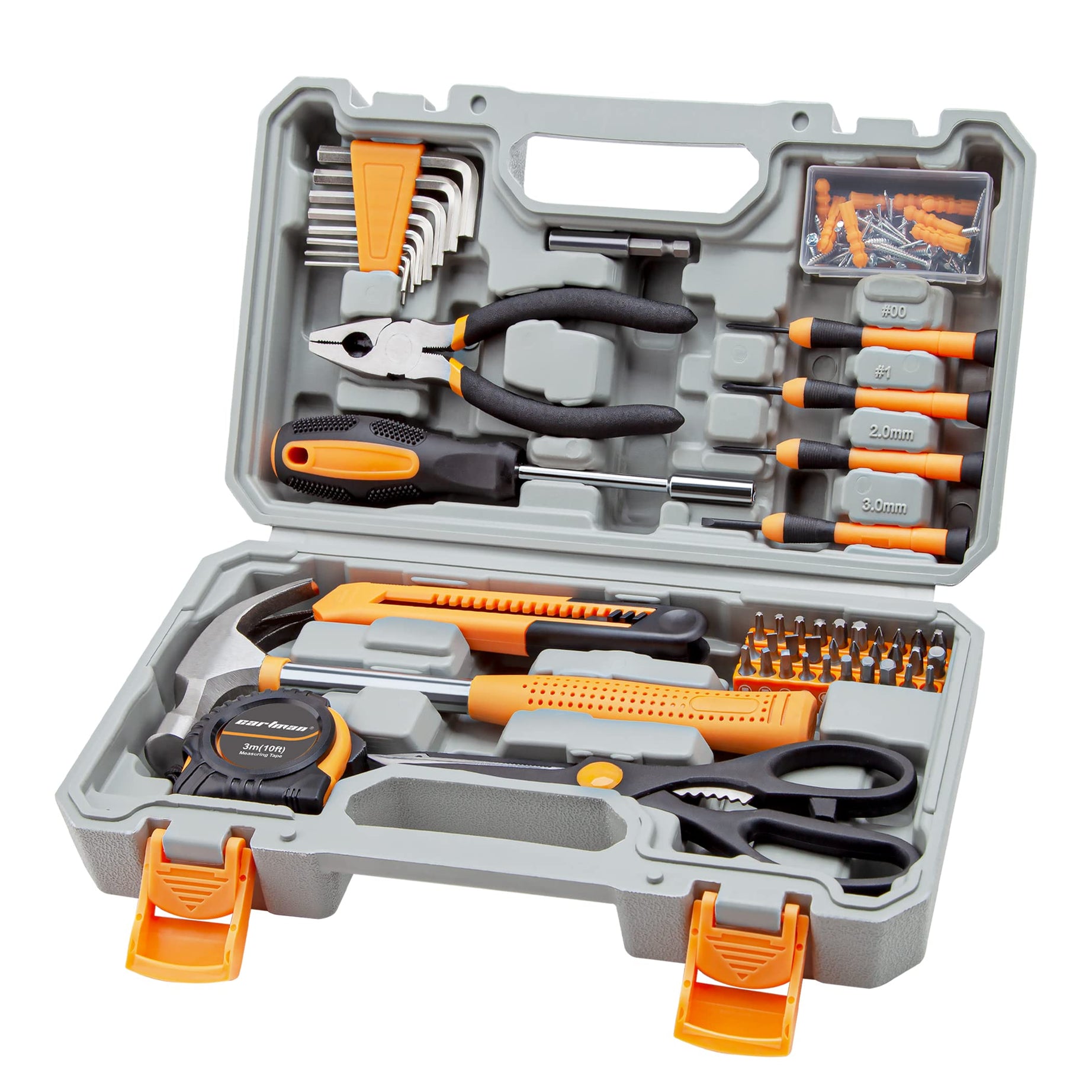 CARTMAN Tool Set General Household Hand Tool Kit with Plastic Toolbox Storage Case Orange Plus