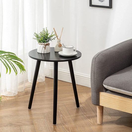 Welltrade Shoppee Wooden Round Side Table, End Table, Plant Stand/Table,Coffee Table,Corner Table for Living Room, Bedroom,Indoor & Outdoor Balcony and Office etc. (Black, Small)