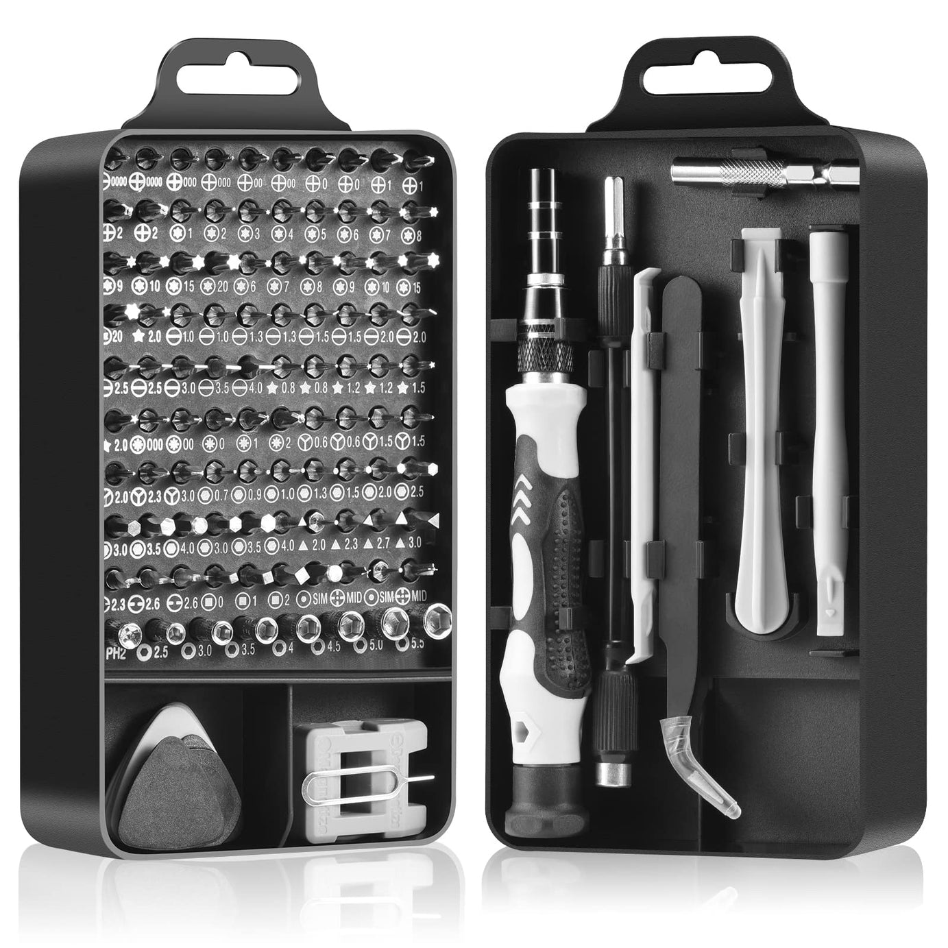 Necamocu Precision Screwdriver Set With Case, 115 In 1 Electronics Magnetic Repair Tool Kit - Grey