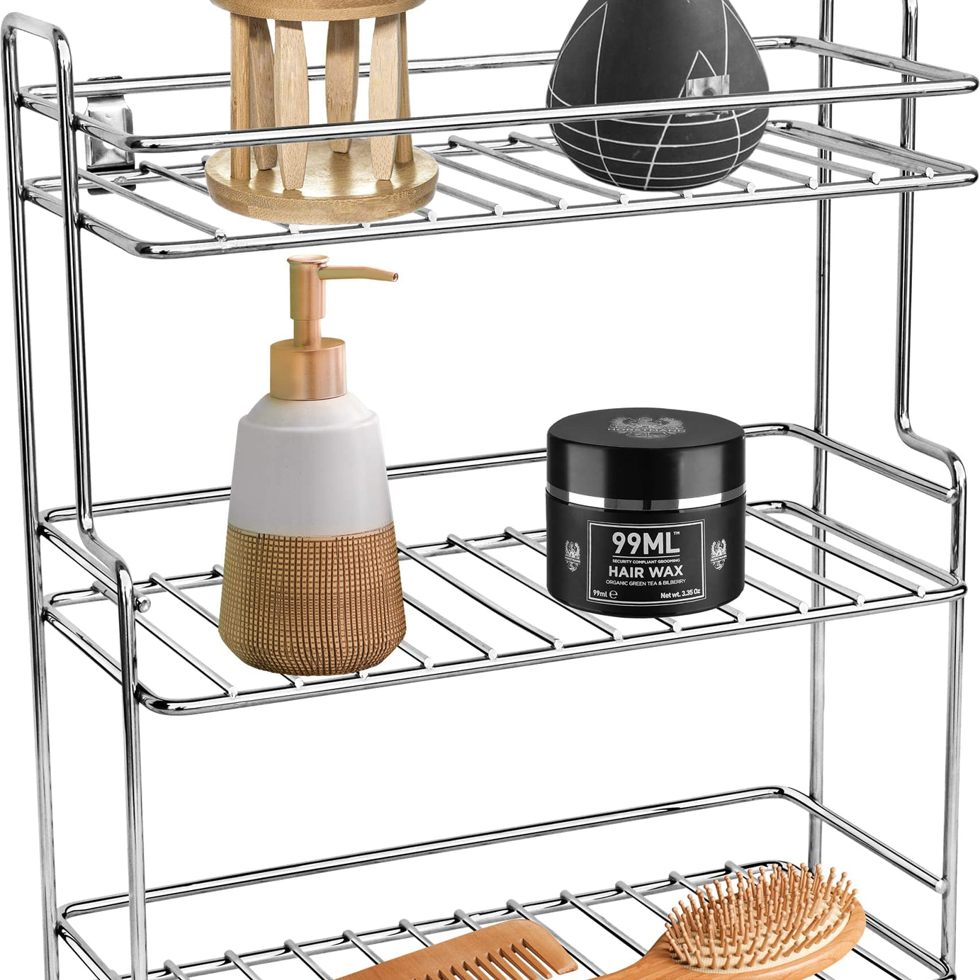 Plantex Stainless Steel Bathroom Shelf/Multipurpose & Stackable Rack Organizer for Bathroom & Kitchen/Bathroom Accessories (Chrome-Silver)