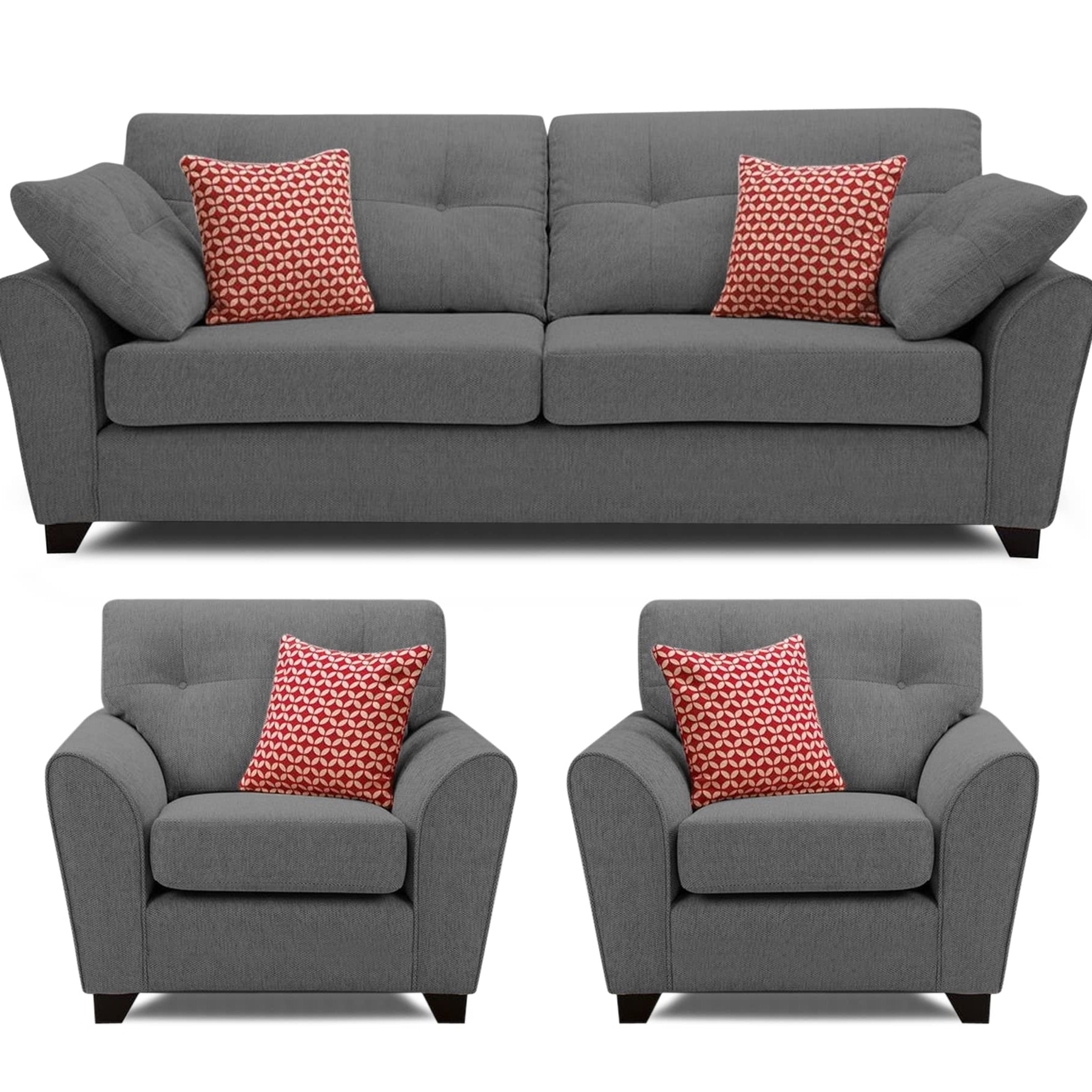 Sofa Architect Wooden Moris 5- to 6-Person Sofa 3-1-1 Sofa Set (Grey)