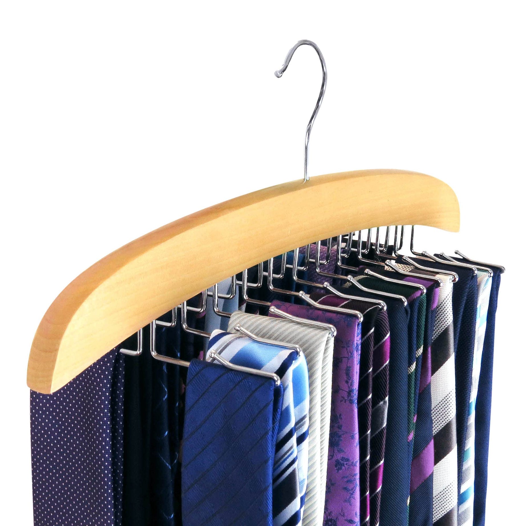 VIBGYOR PRODUCTS Single Wooden Tie Hanger Organiser Rack Holds 24 Ties for Gift Idea