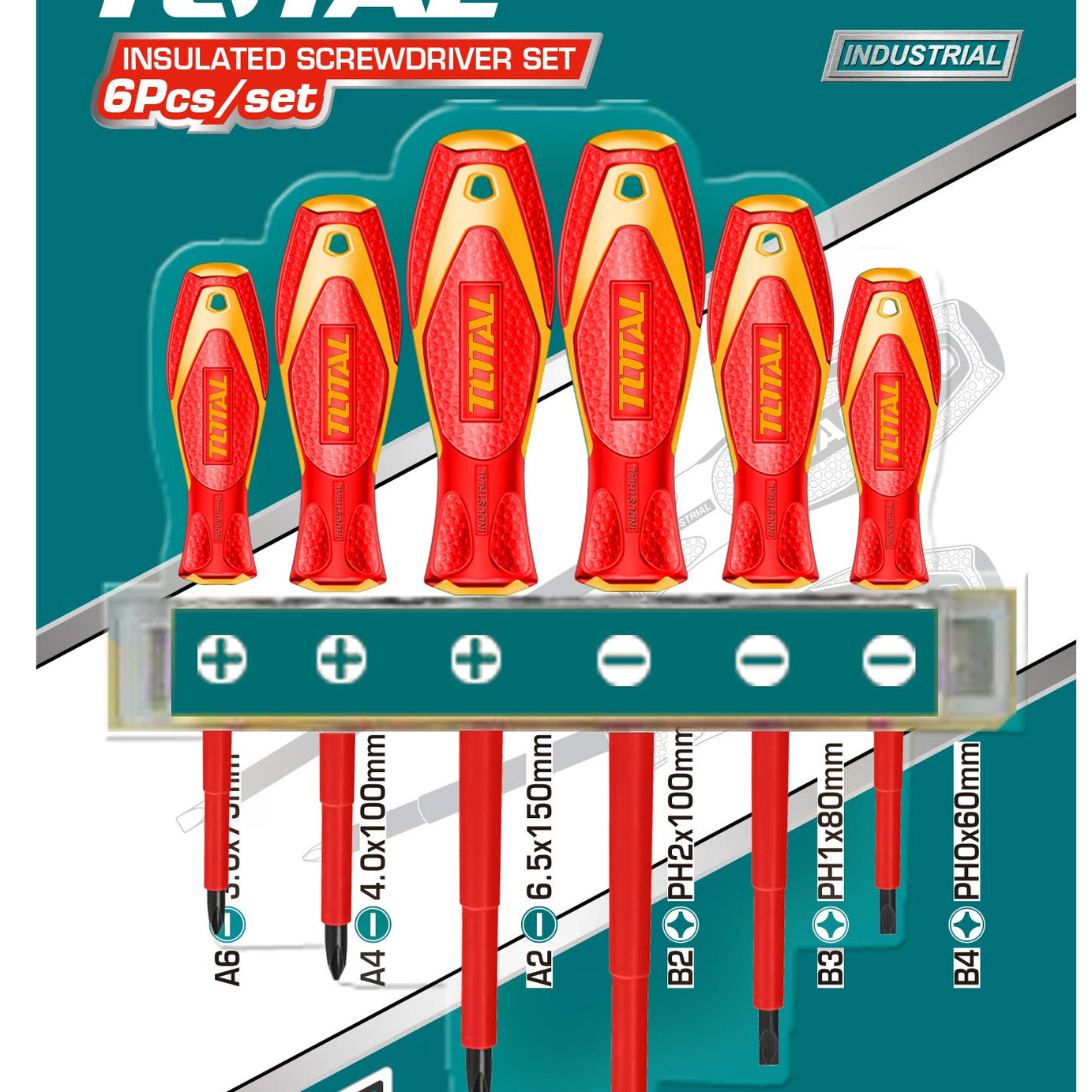 MR LIGHT TOTAL Insulated Screwdriver Set Phillips and Slotted 1000V Chrome Vanadium (Cr-V)-6 Pieces